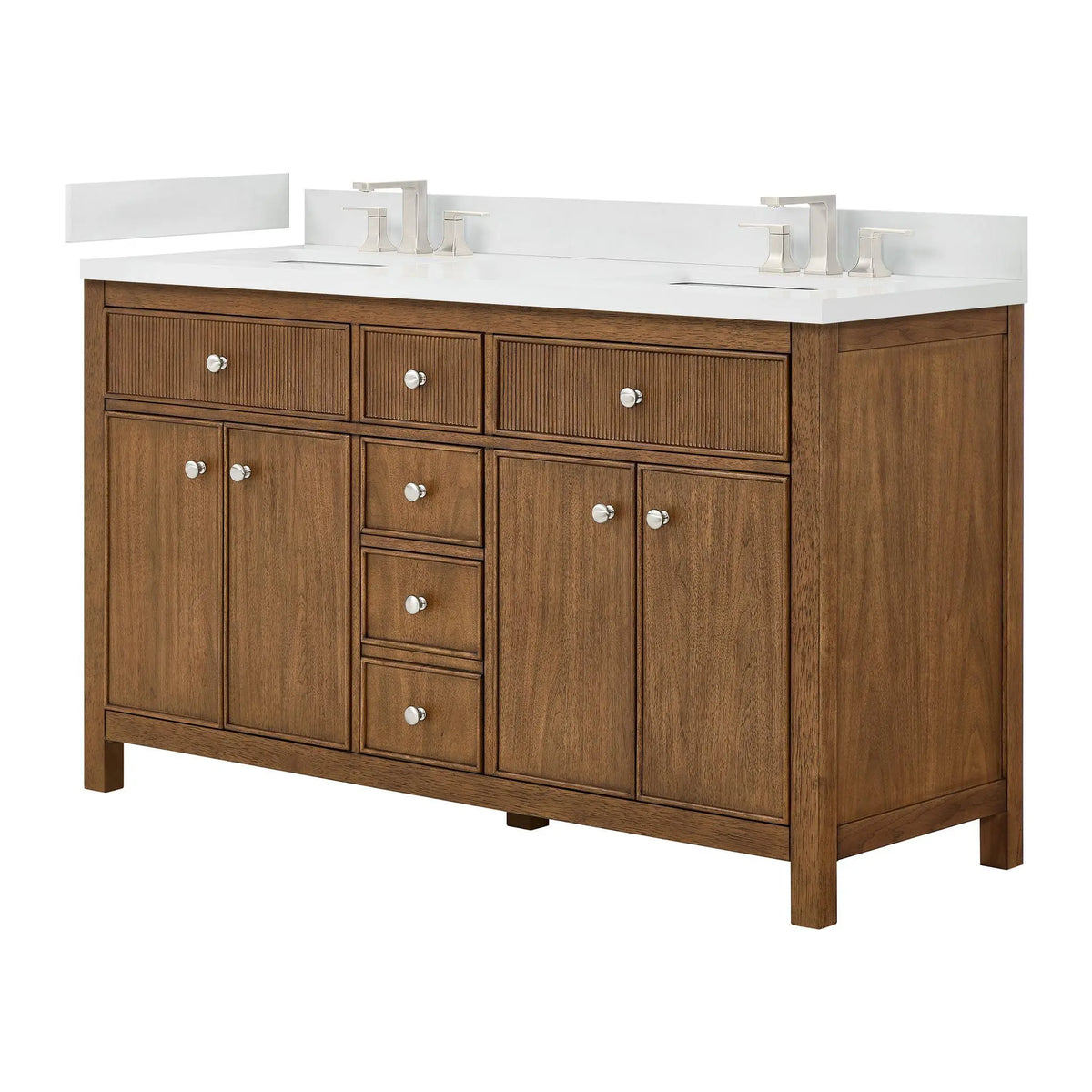 60" Rian Double Bathroom Vanity Toasted Walnut Brushed Nickel Trim by wyndham View 13