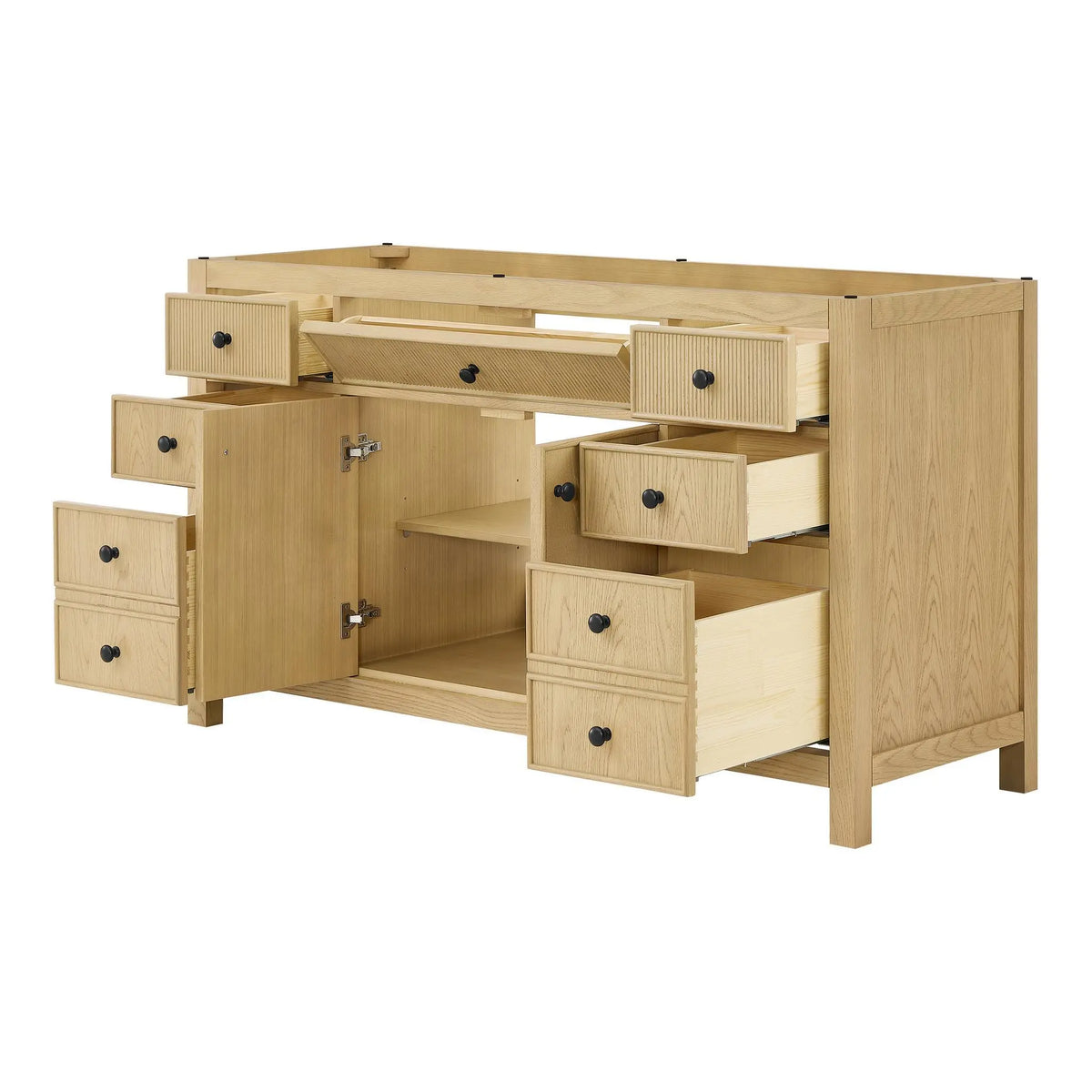 60" Rian Single Bathroom Vanity Scandinavian Oak Matte Black Trim by wyndham View 18