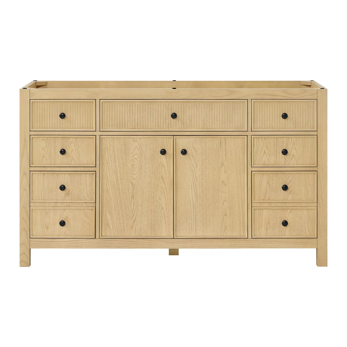 60" Rian Single Bathroom Vanity Scandinavian Oak Matte Black Trim by wyndham View 17