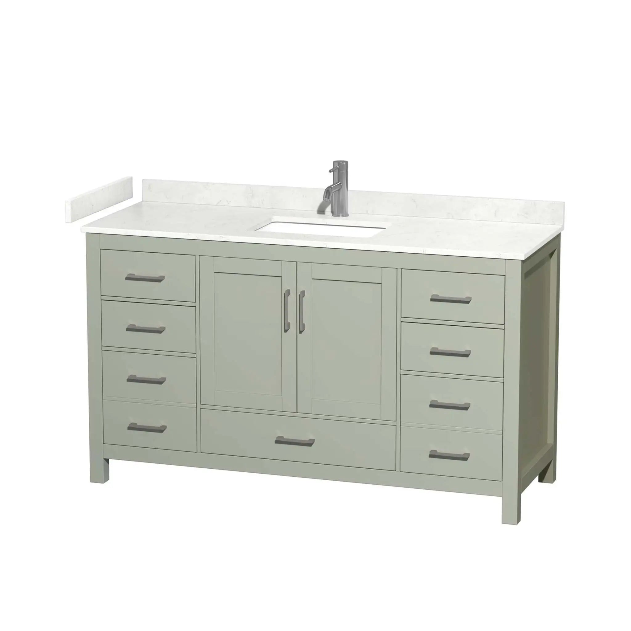 60" Sheffield 60 inch Single Bathroom Vanity in Light Green with Brushed Nickel Trim by Wyndham