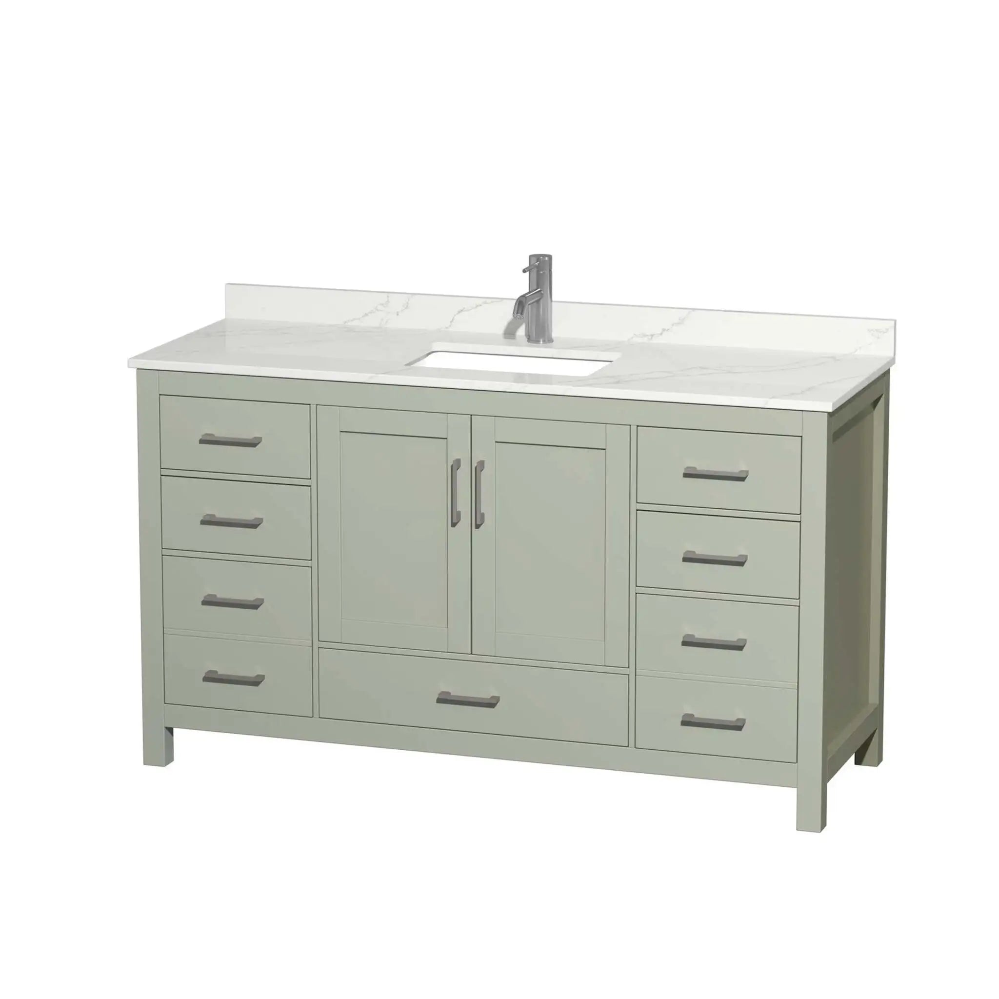 60" Sheffield 60 inch Single Bathroom Vanity in Light Green with Brushed Nickel Trim by Wyndham