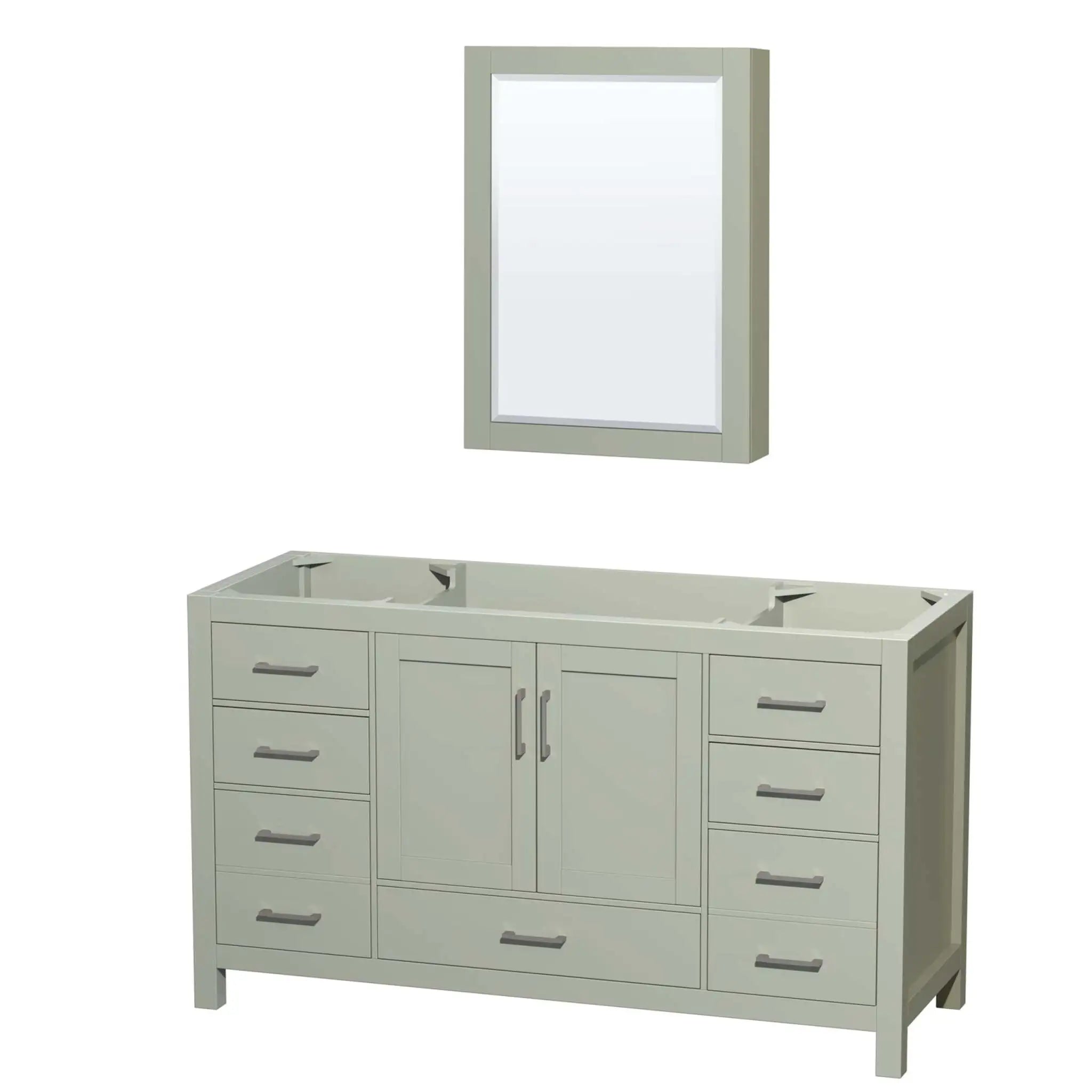 60" Sheffield 60 inch Single Bathroom Vanity in Light Green with Brushed Nickel Trim & Medicine Cabinet by Wyndham