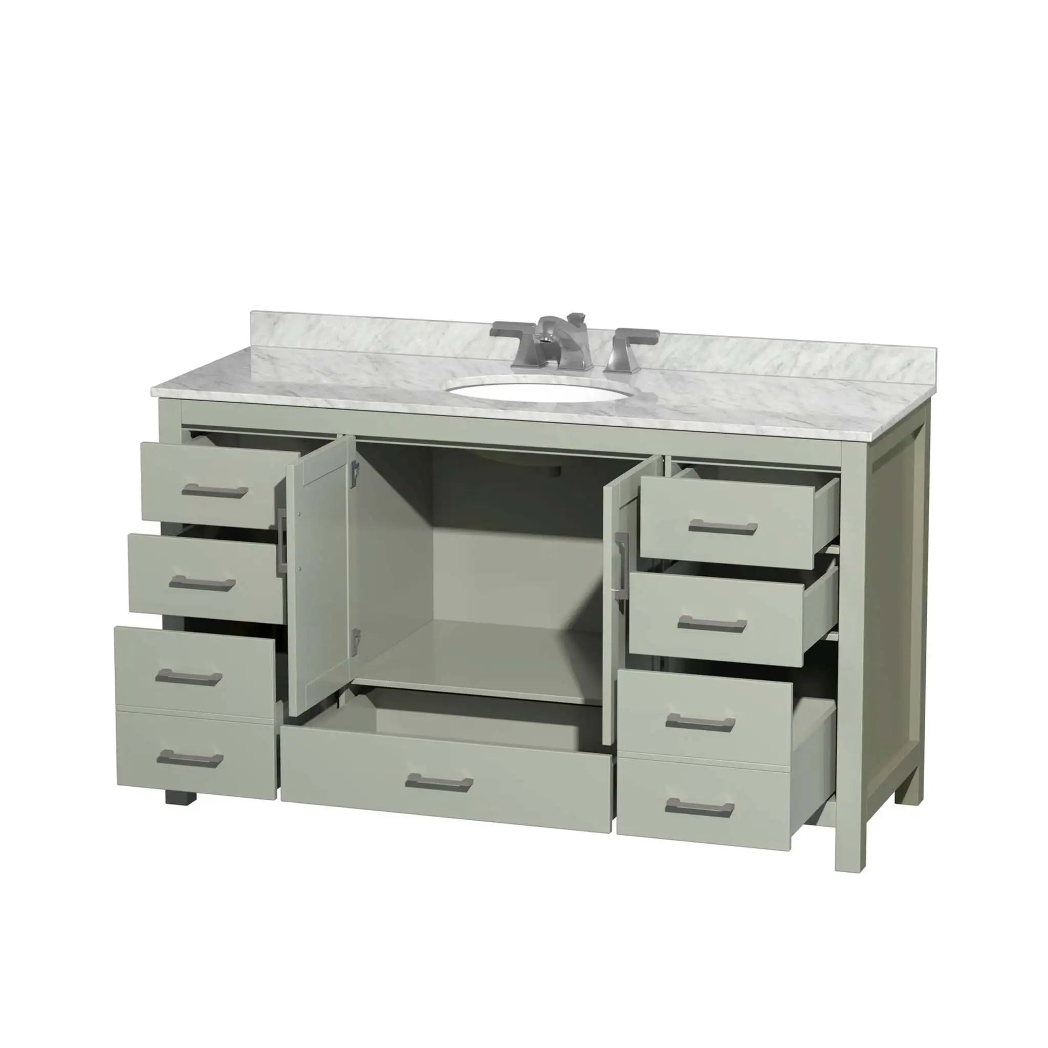 60" Sheffield 60 inch Single Bathroom Vanity in Light Green with Brushed Nickel Trim by Wyndham