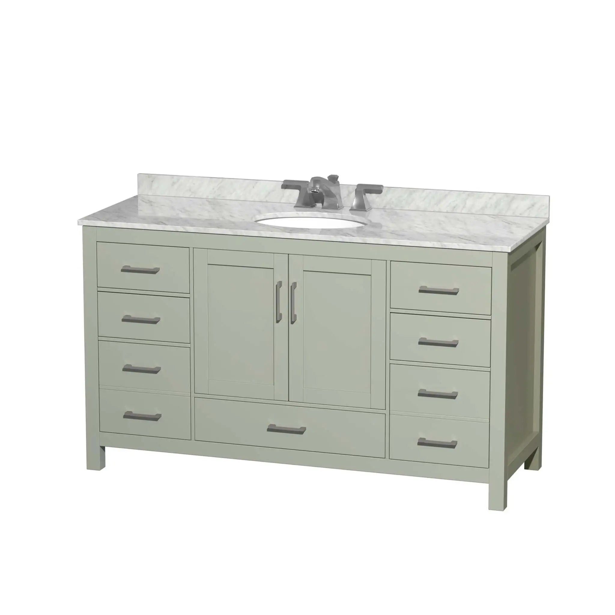 60" Sheffield 60 inch Single Bathroom Vanity in Light Green with Brushed Nickel Trim by Wyndham