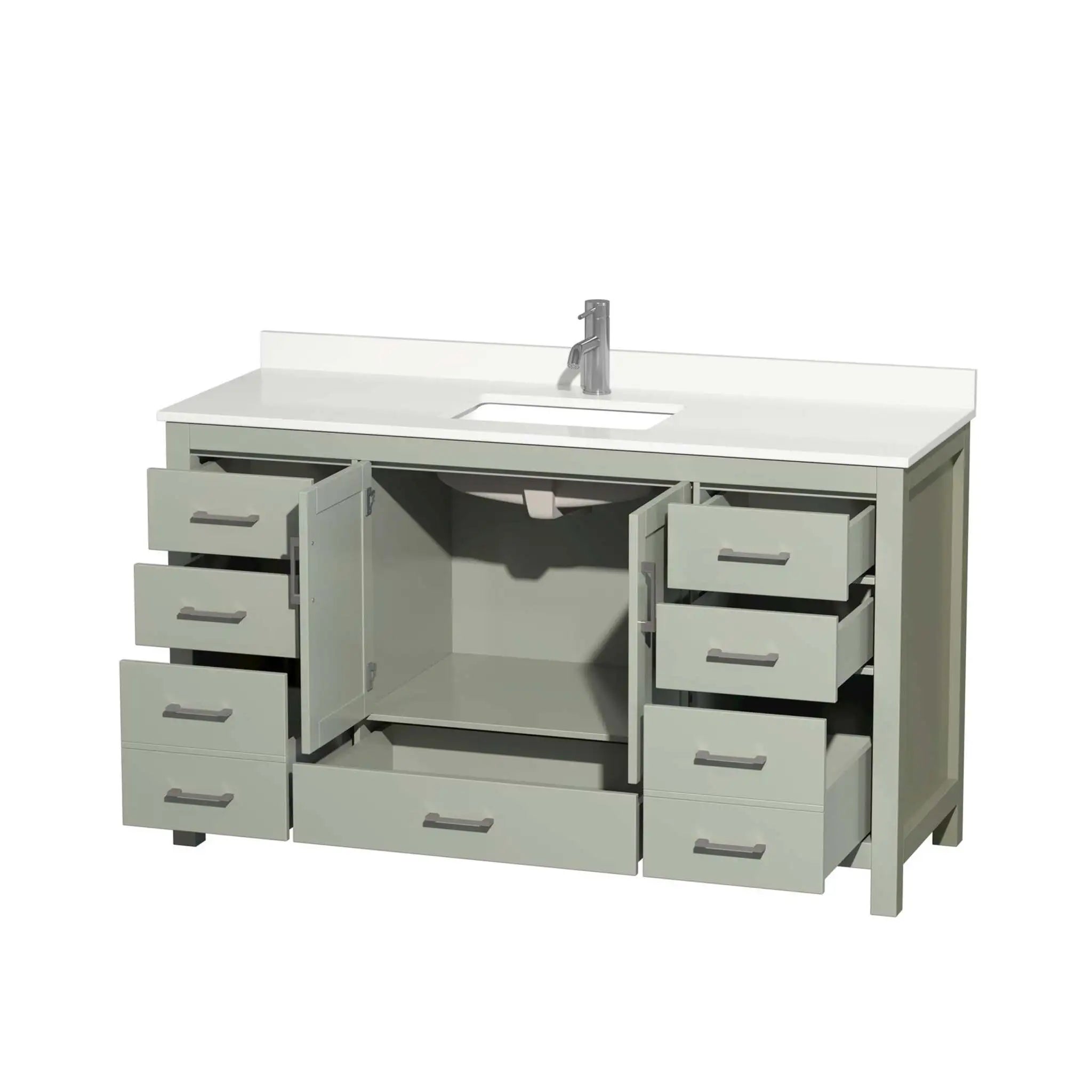 60" Sheffield 60 inch Single Bathroom Vanity in Light Green with Brushed Nickel Trim by Wyndham