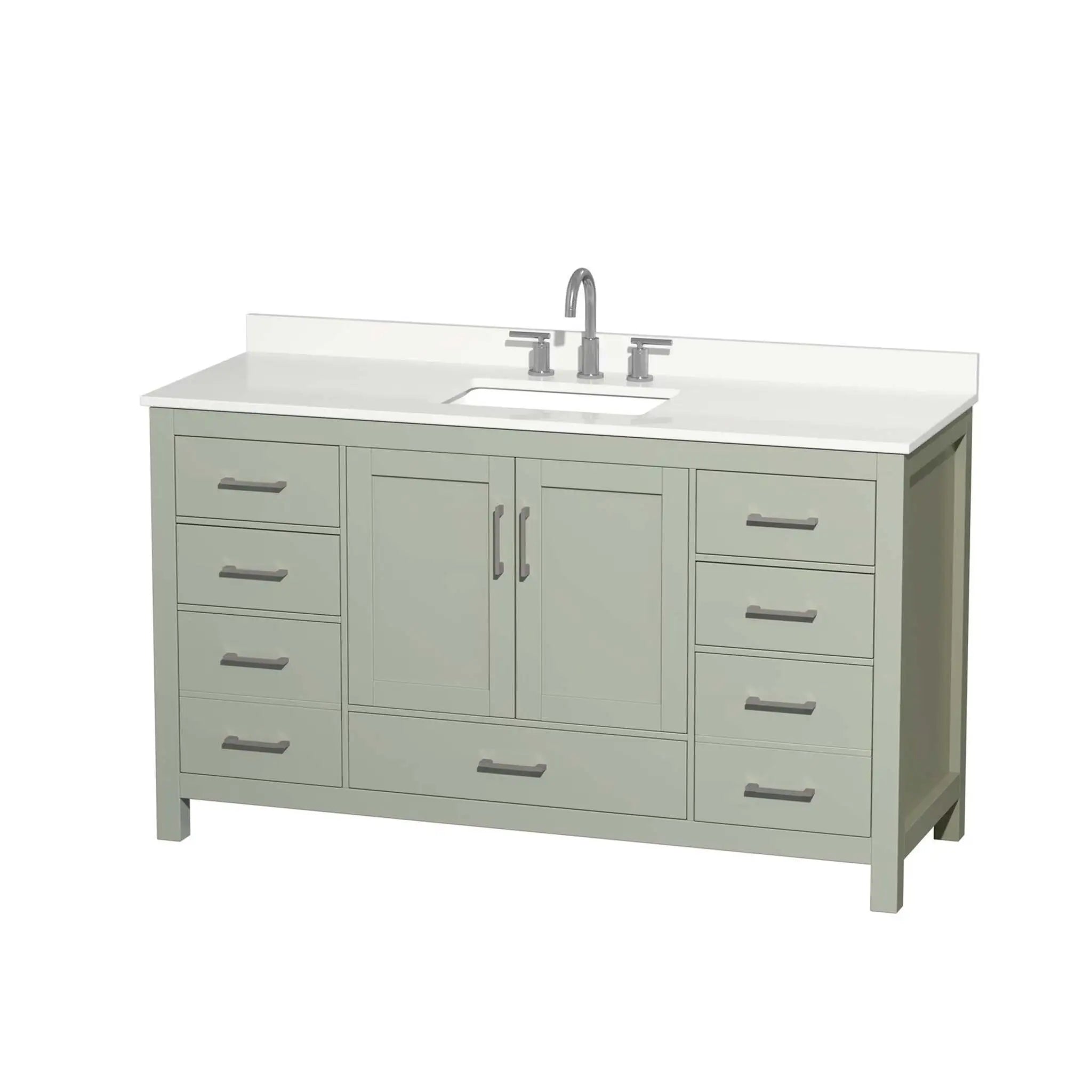 60" Sheffield 60 inch Single Bathroom Vanity in Light Green with Brushed Nickel Trim by Wyndham