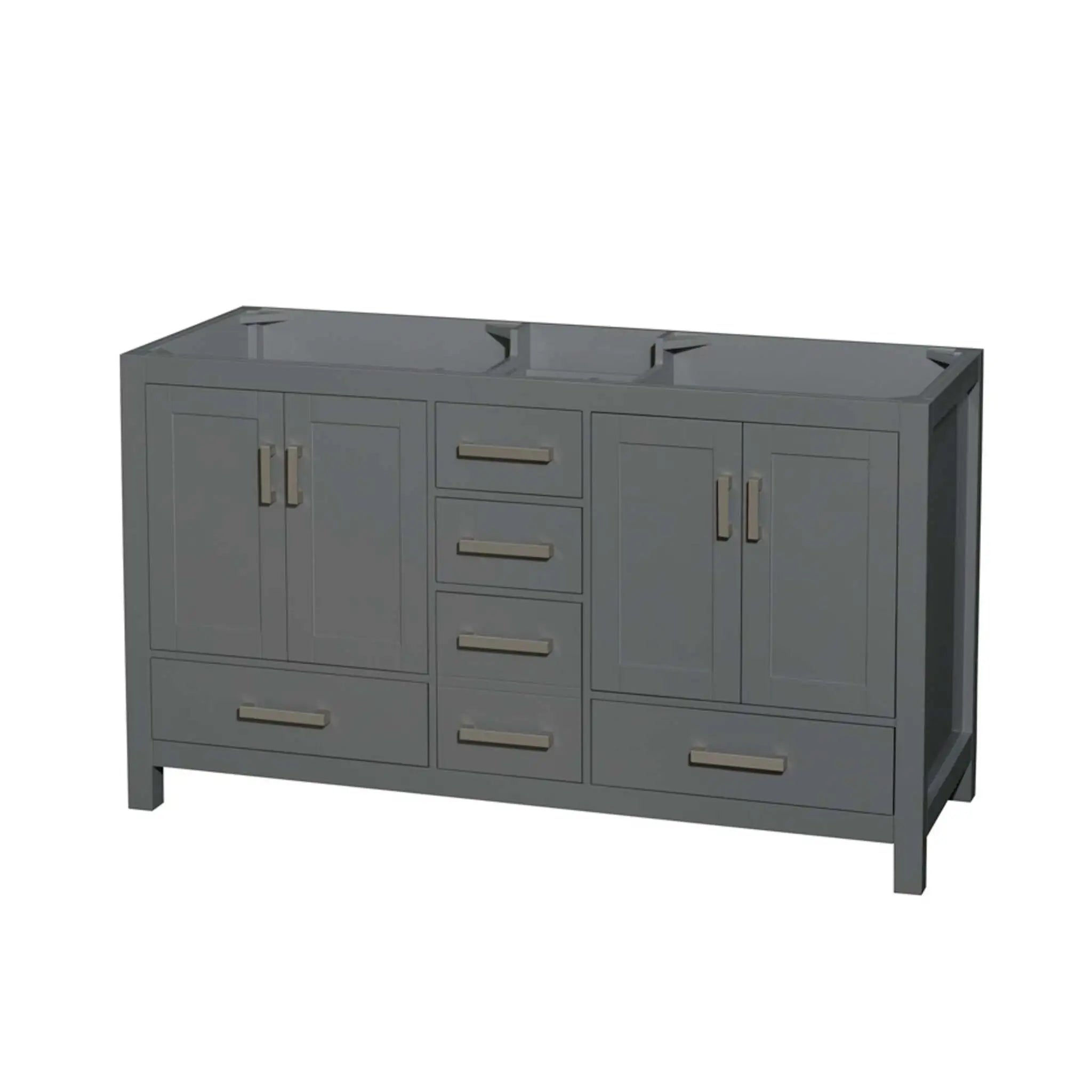60" Sheffield Double Bathroom Vanity in Dark Gray with Brushed Chrome Trim by Wyndham