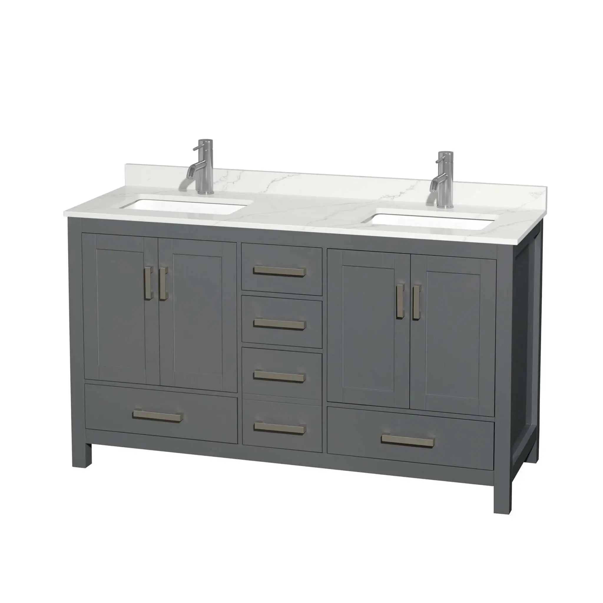 60" Sheffield Double Bathroom Vanity in Dark Gray with Brushed Chrome Trim by Wyndham