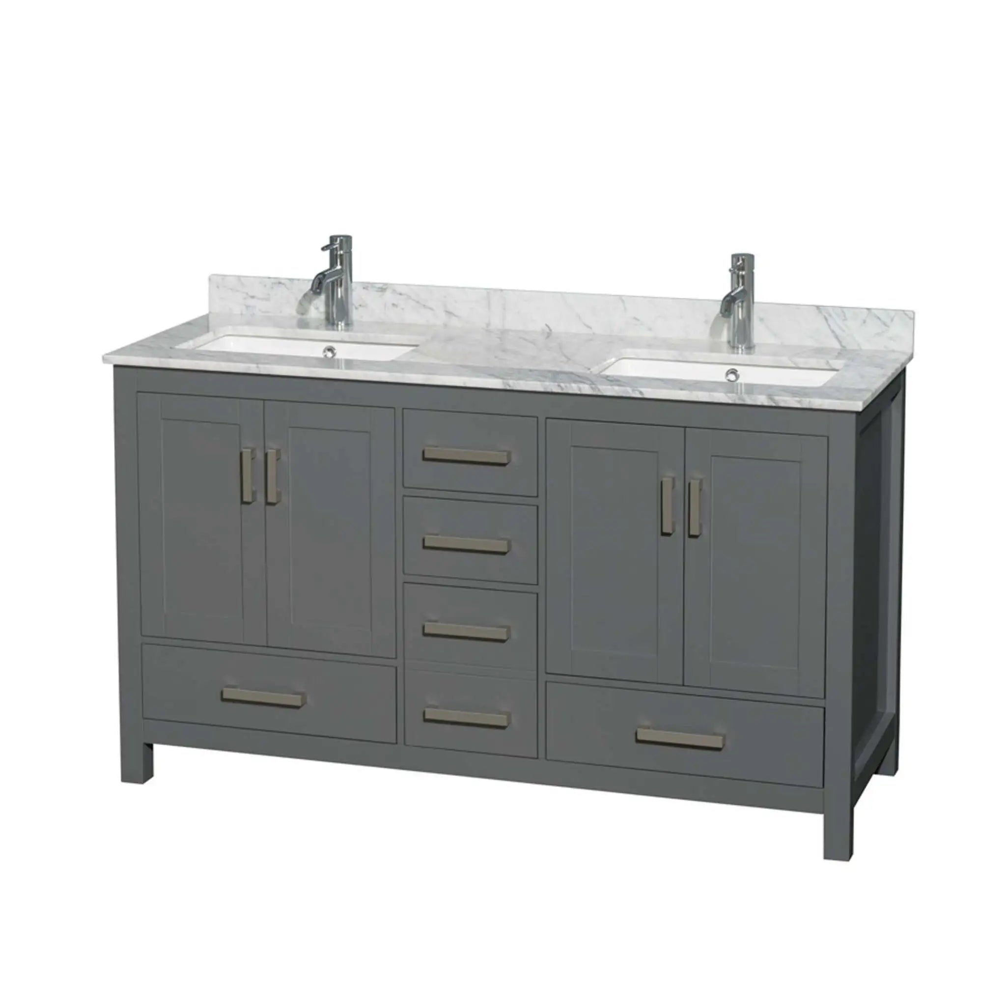 60" Sheffield Double Bathroom Vanity in Dark Gray with Brushed Chrome Trim by Wyndham