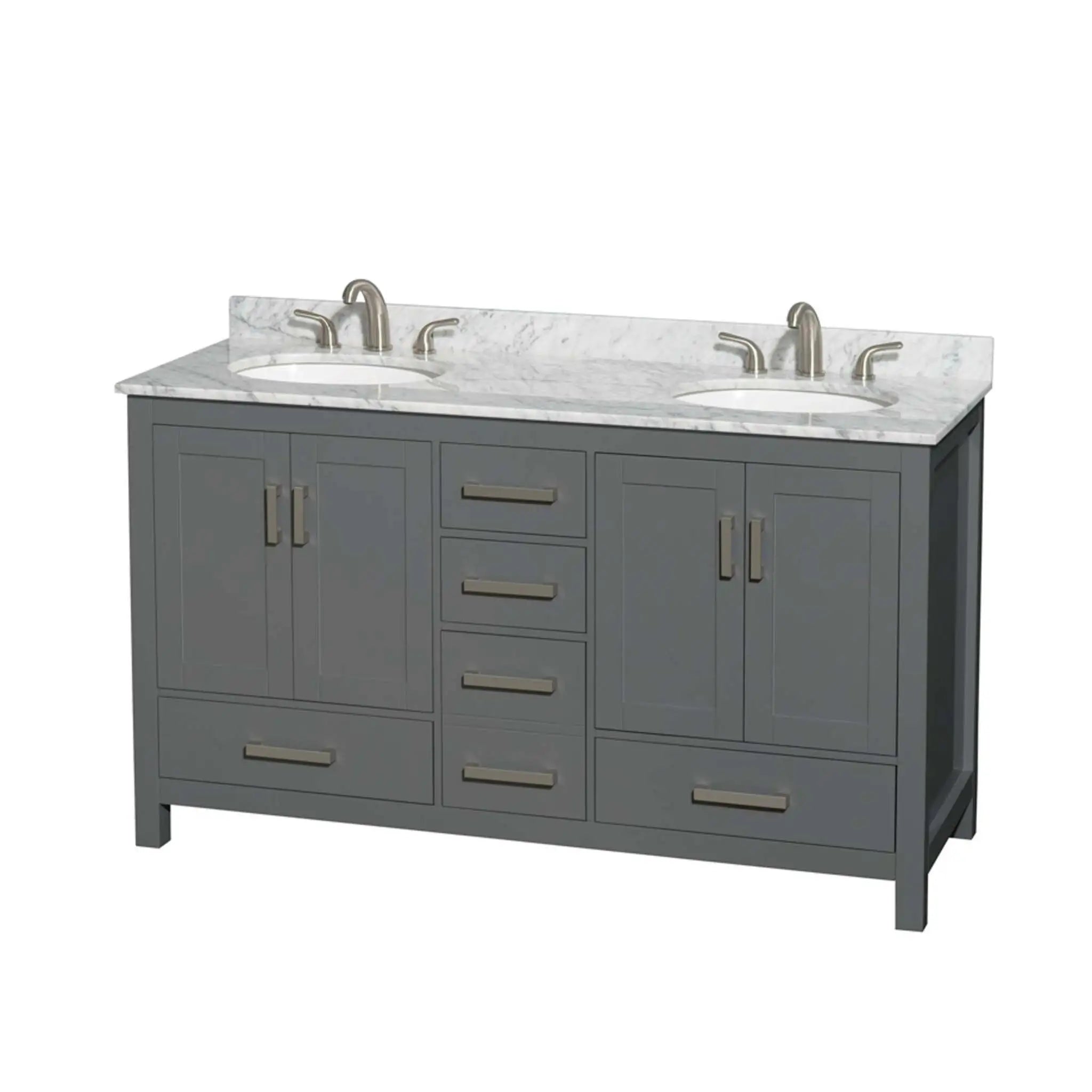 60" Sheffield Double Bathroom Vanity in Dark Gray with Brushed Chrome Trim by Wyndham