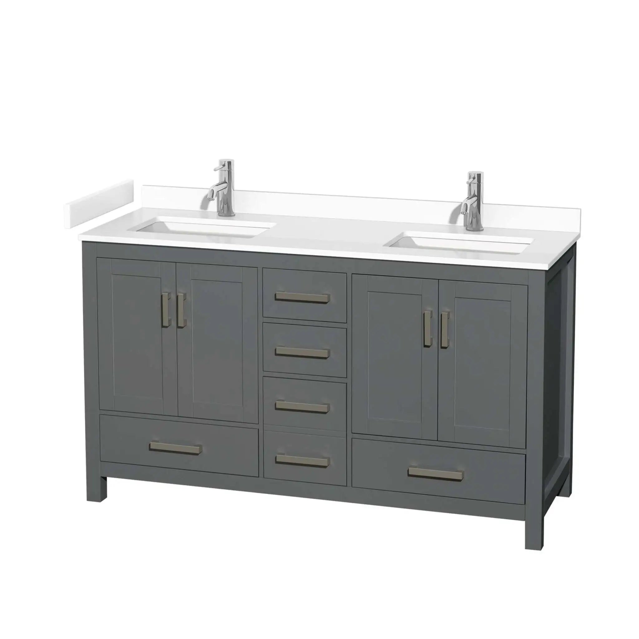 60" Sheffield Double Bathroom Vanity in Dark Gray with Brushed Chrome Trim by Wyndham