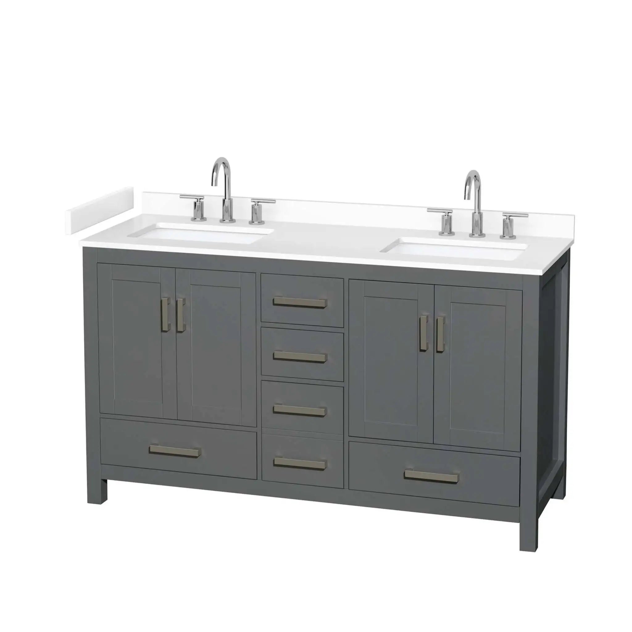 60" Sheffield Double Bathroom Vanity in Dark Gray with Brushed Chrome Trim by Wyndham