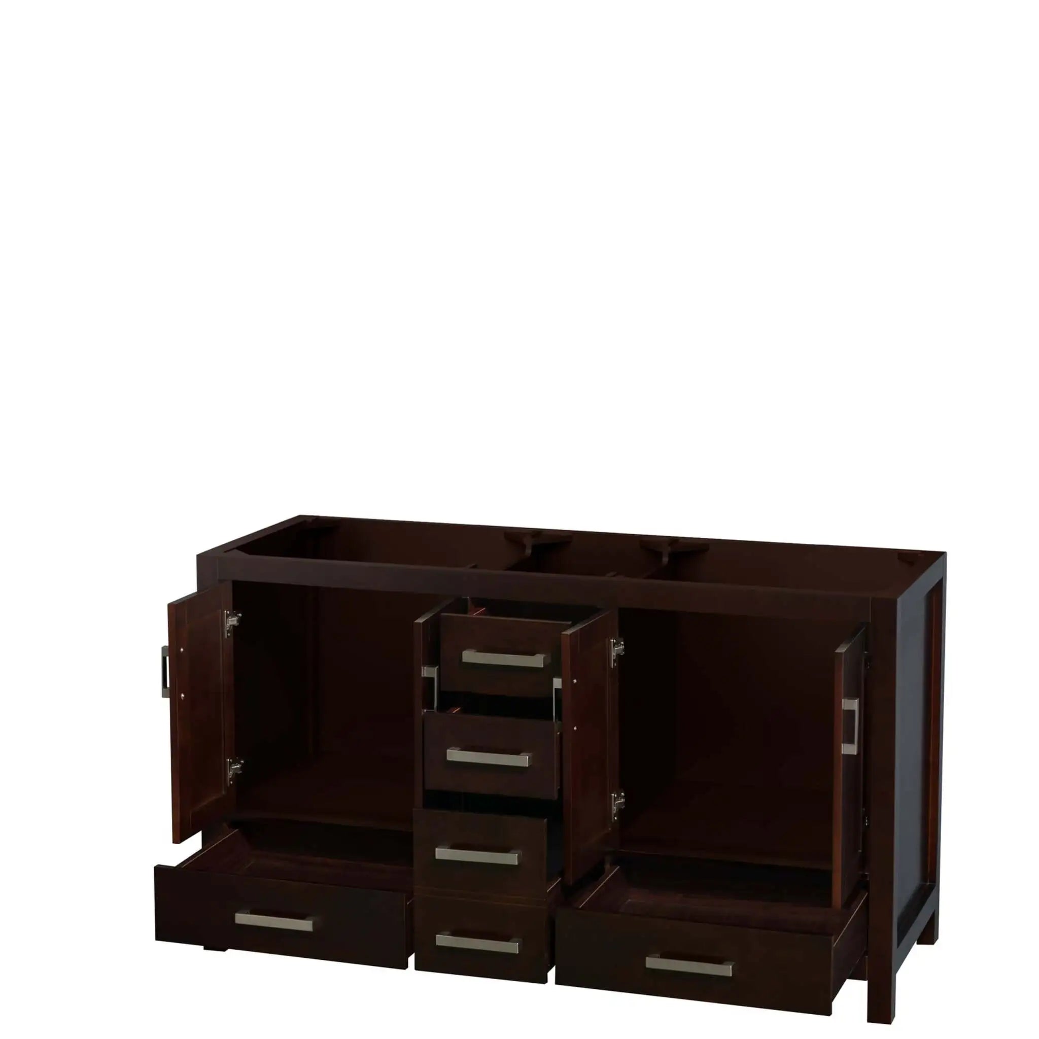 60" Sheffield Double Bathroom Vanity in Espresso with Brushed Chrome Trim by Wyndham