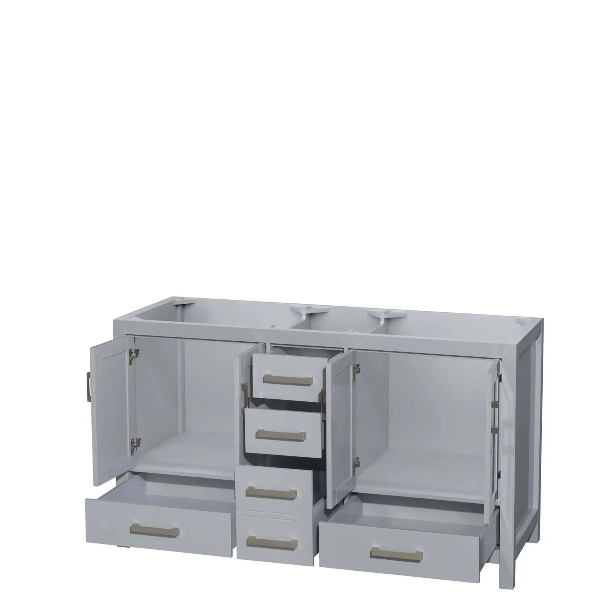 60" Sheffield Double Bathroom Vanity in Gray with Brushed Chrome Trim by Wyndham