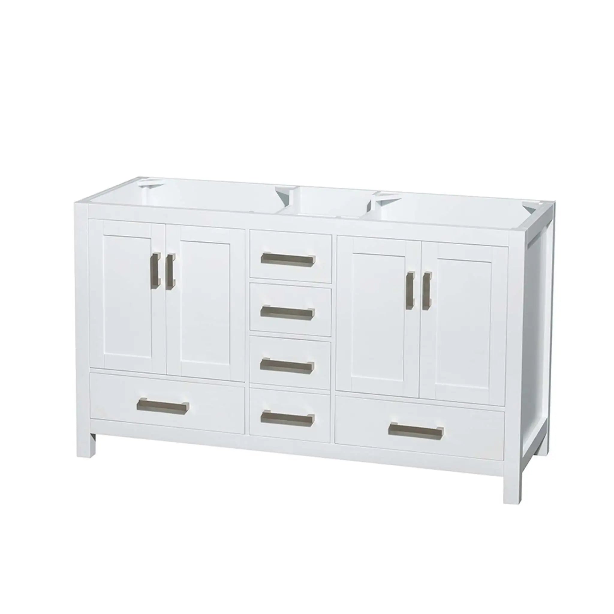 60" Sheffield Double Bathroom Vanity in White with Brushed Chrome Trim by Wyndham