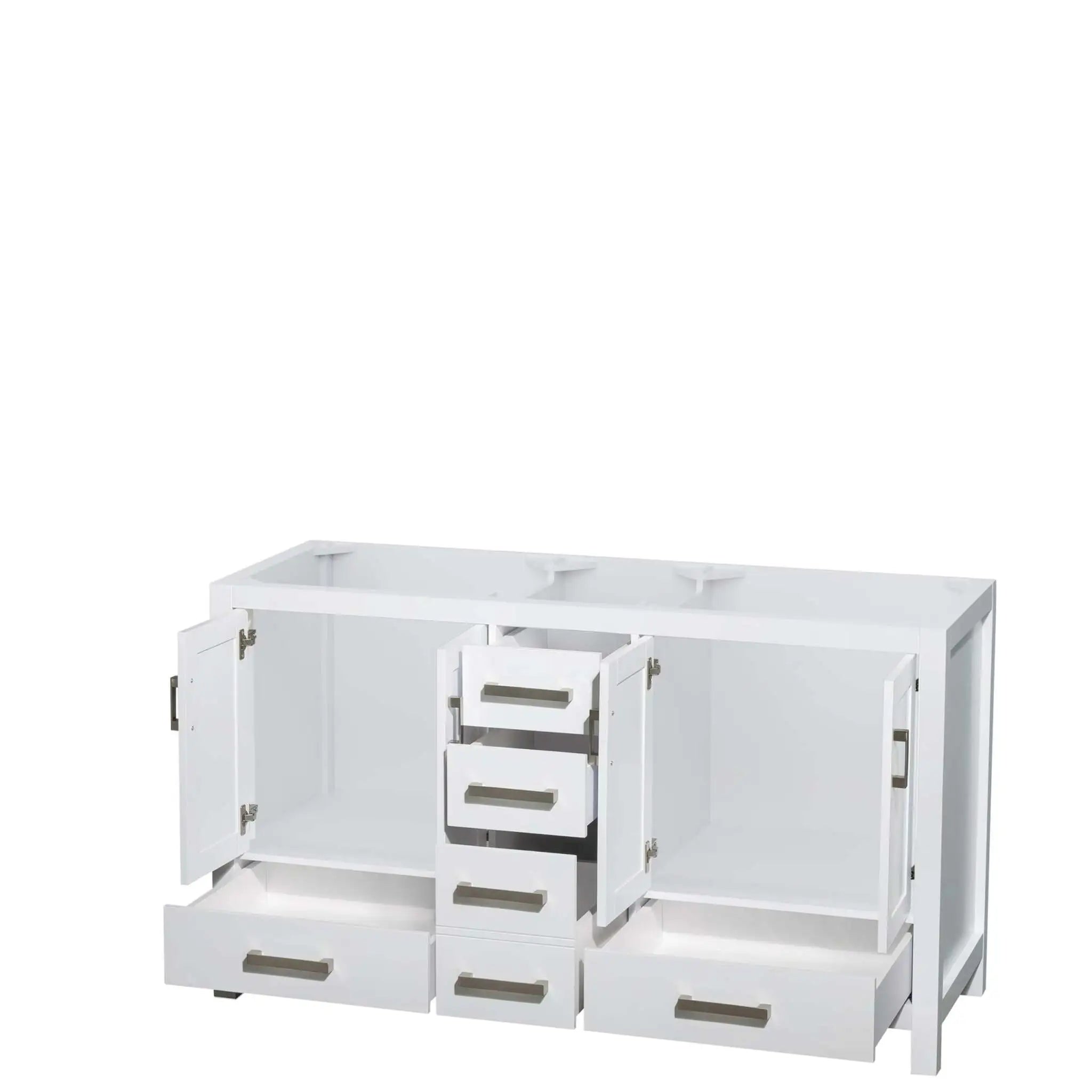 60" Sheffield Double Bathroom Vanity in White with Brushed Chrome Trim by Wyndham