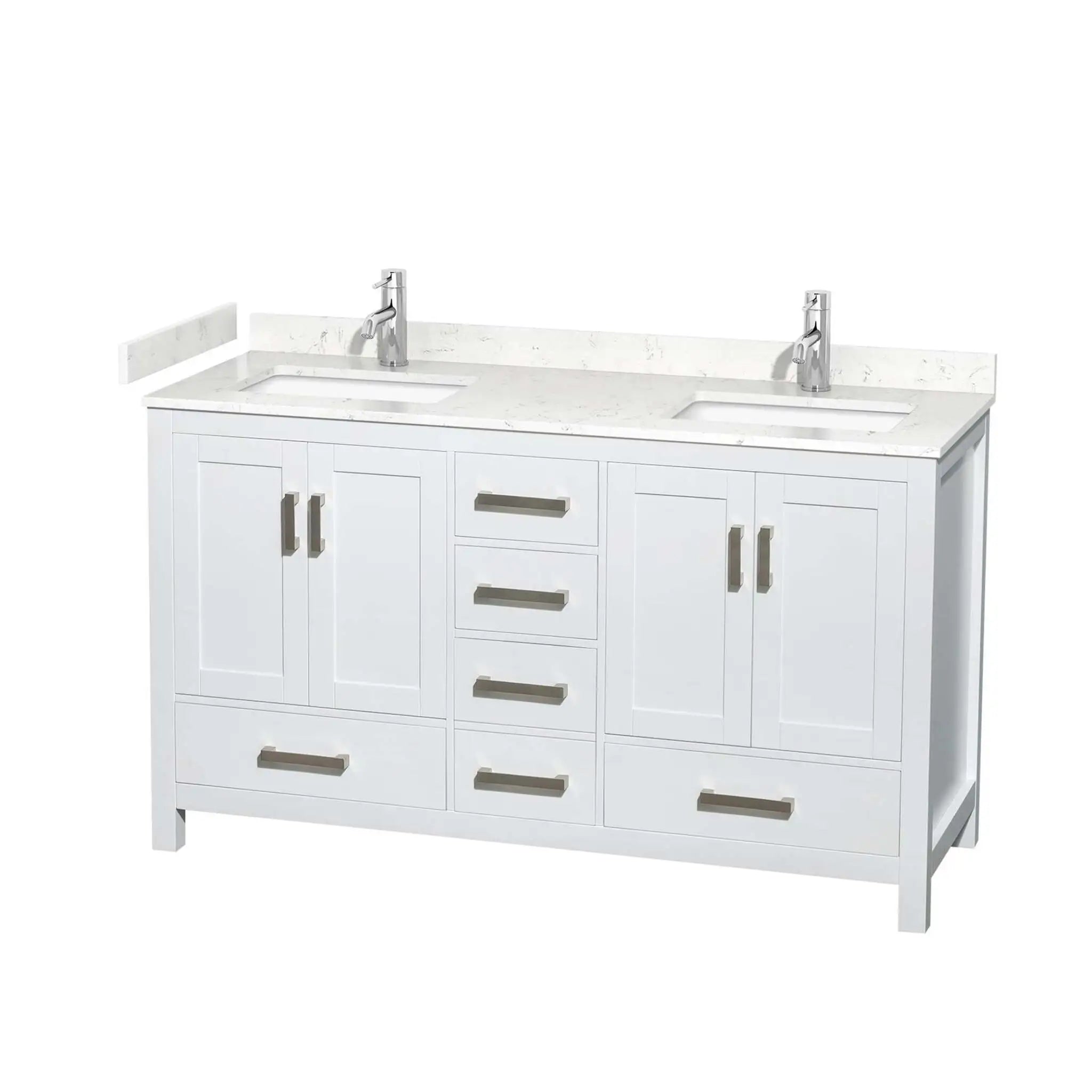 60" Sheffield Double Bathroom Vanity in White with Brushed Chrome Trim by Wyndham