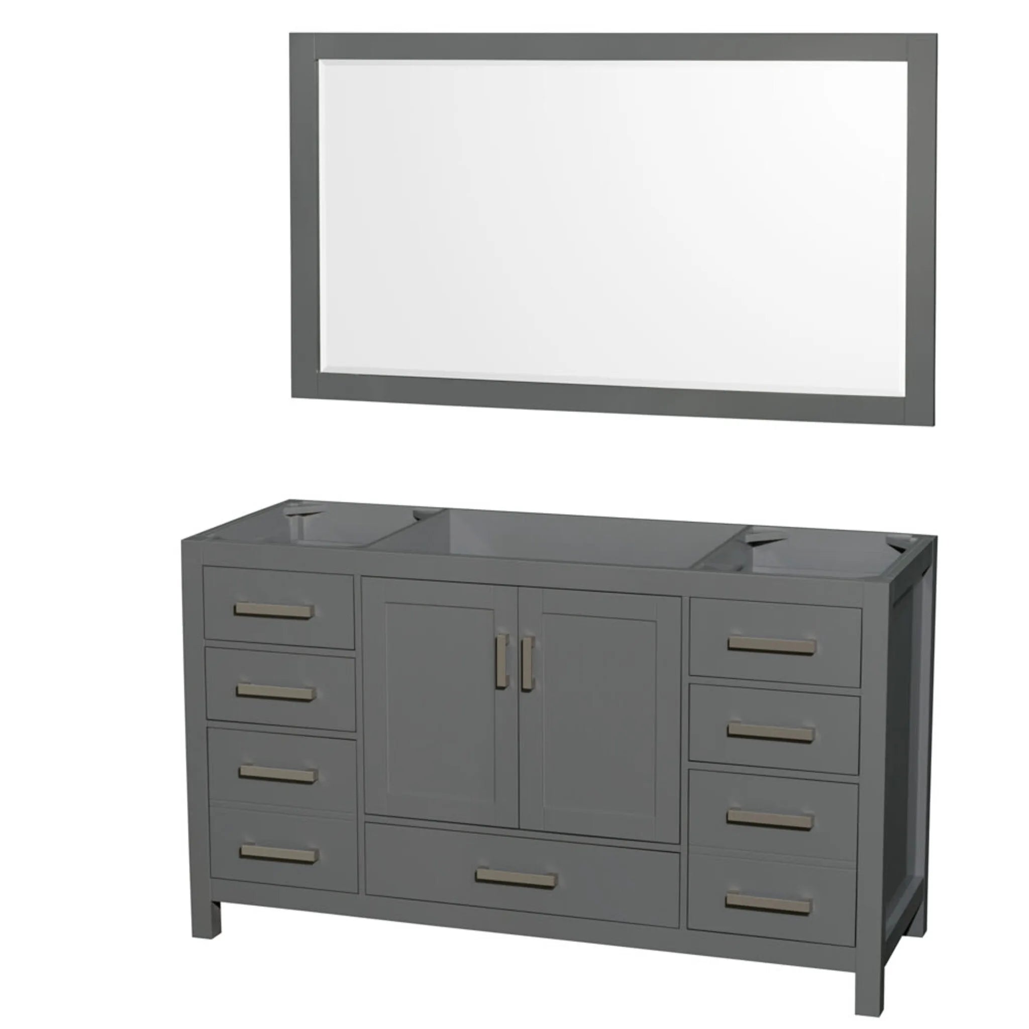 60" Sheffield Single Bathroom Vanity in Dark Gray with Brushed Chrome Trim & 58" Mirror by Wyndham