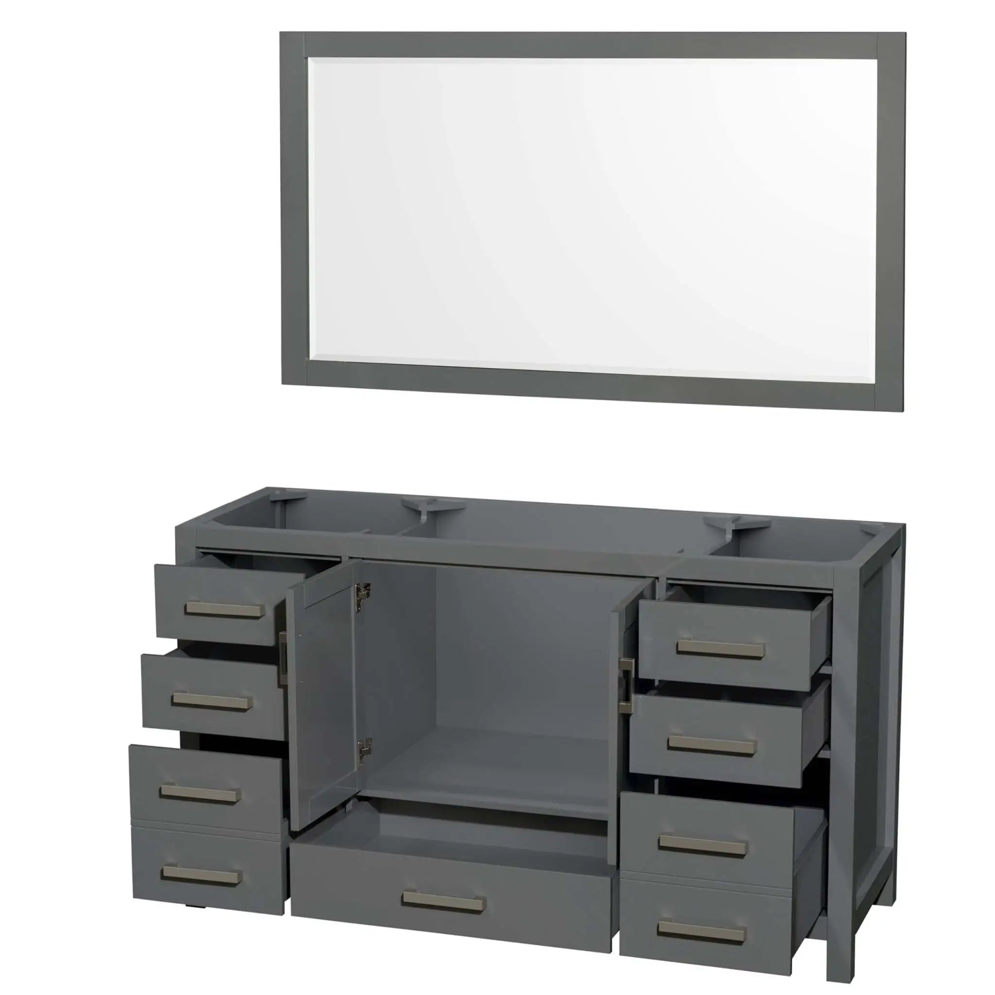 60" Sheffield Single Bathroom Vanity in Dark Gray with Brushed Chrome Trim & 58" Mirror by Wyndham