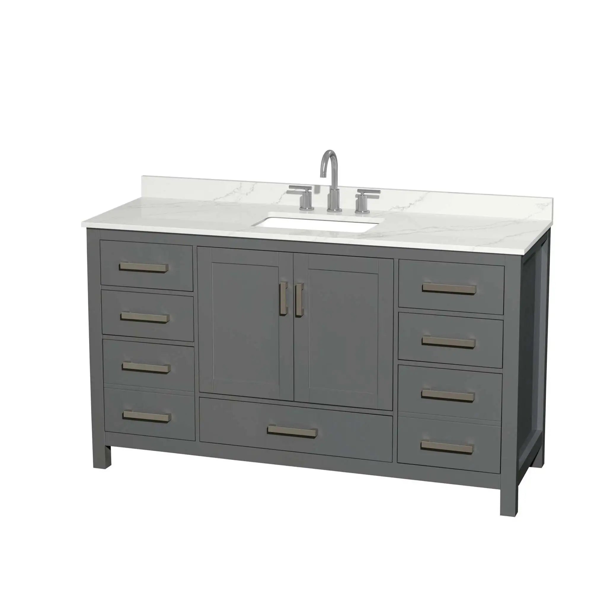 60" Sheffield Single Bathroom Vanity in Dark Gray with Brushed Chrome Trim by Wyndham