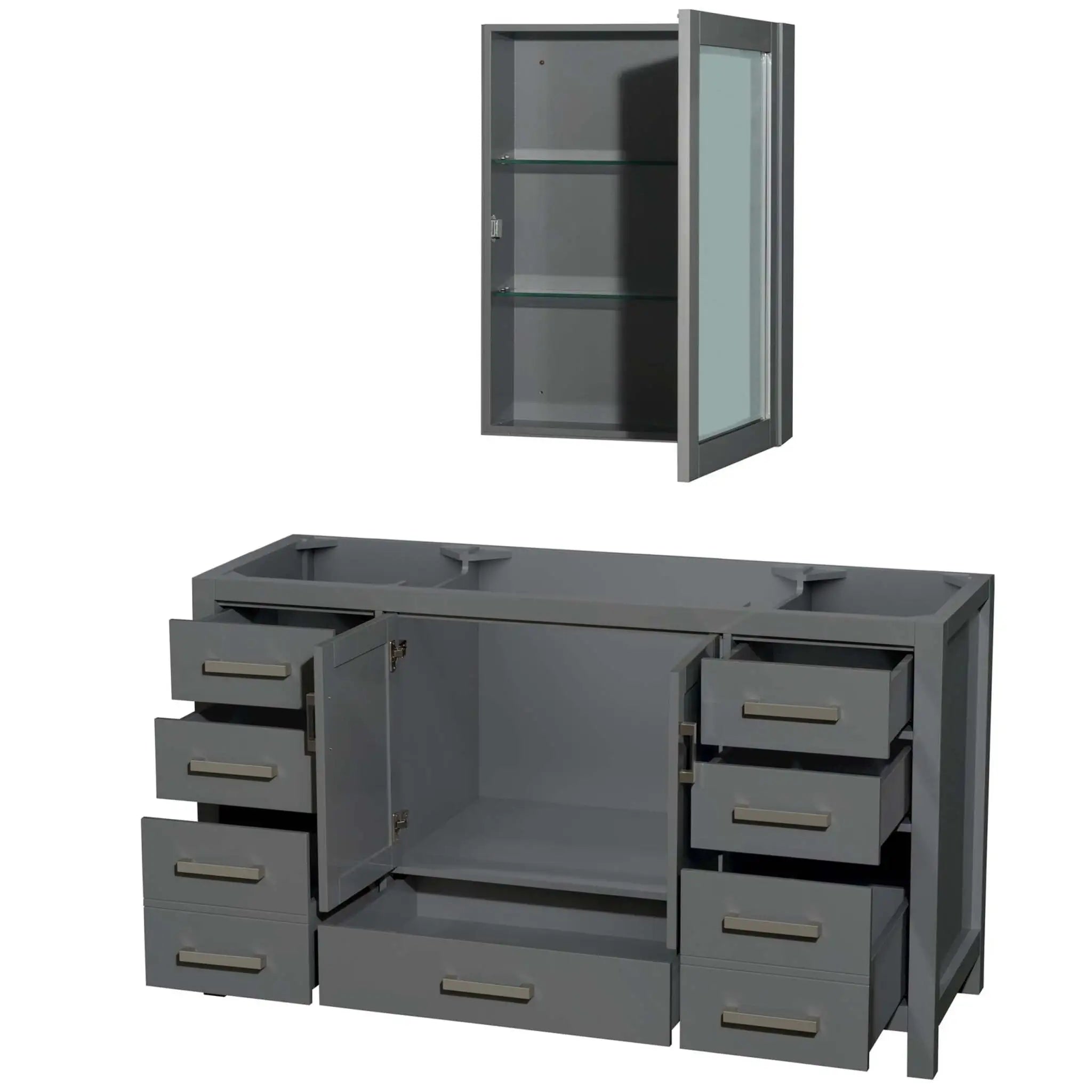 60" Sheffield Single Bathroom Vanity in Dark Gray with Brushed Chrome Trim & Medicine Cabinet by Wyndham