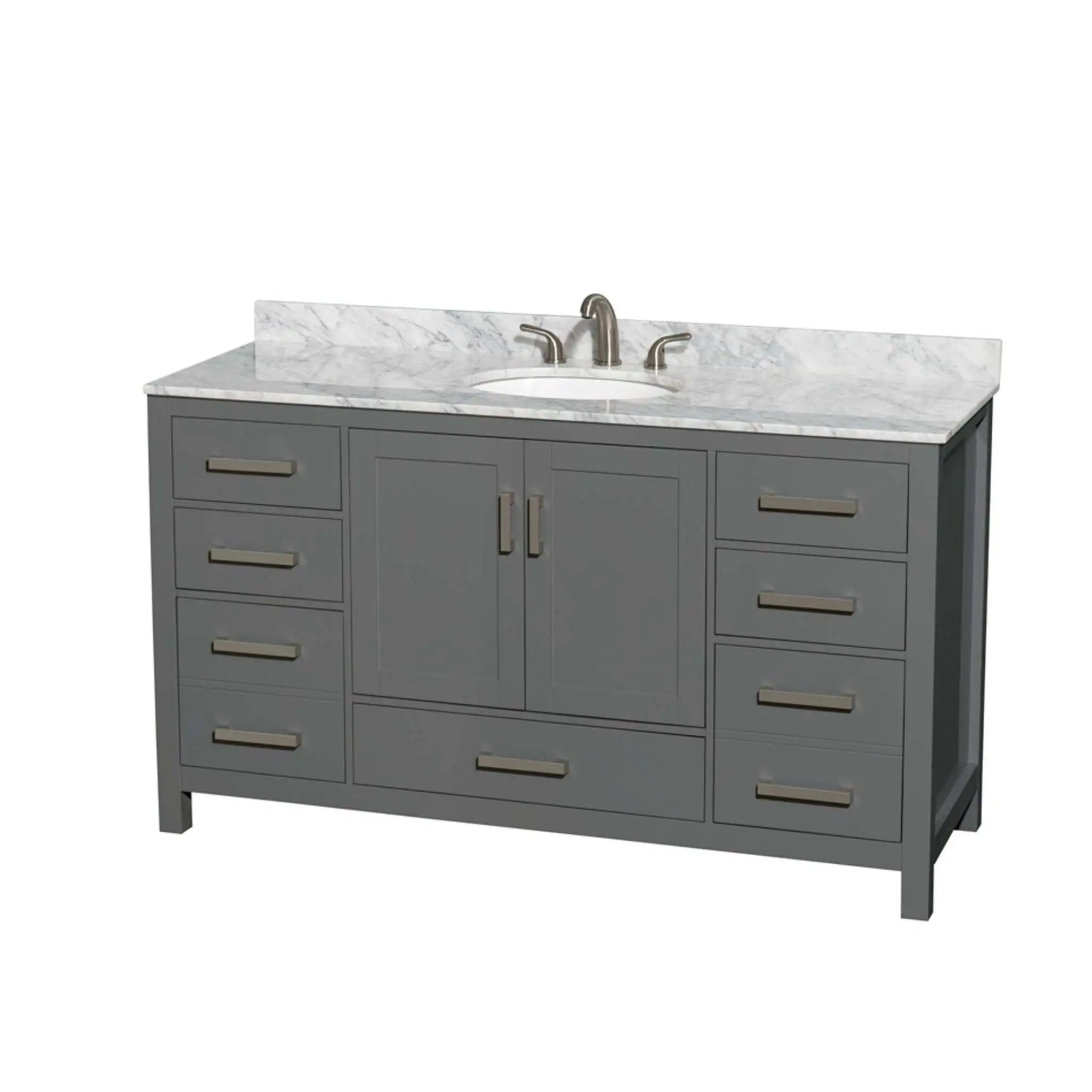 60" Sheffield Single Bathroom Vanity in Dark Gray with Brushed Chrome Trim by Wyndham