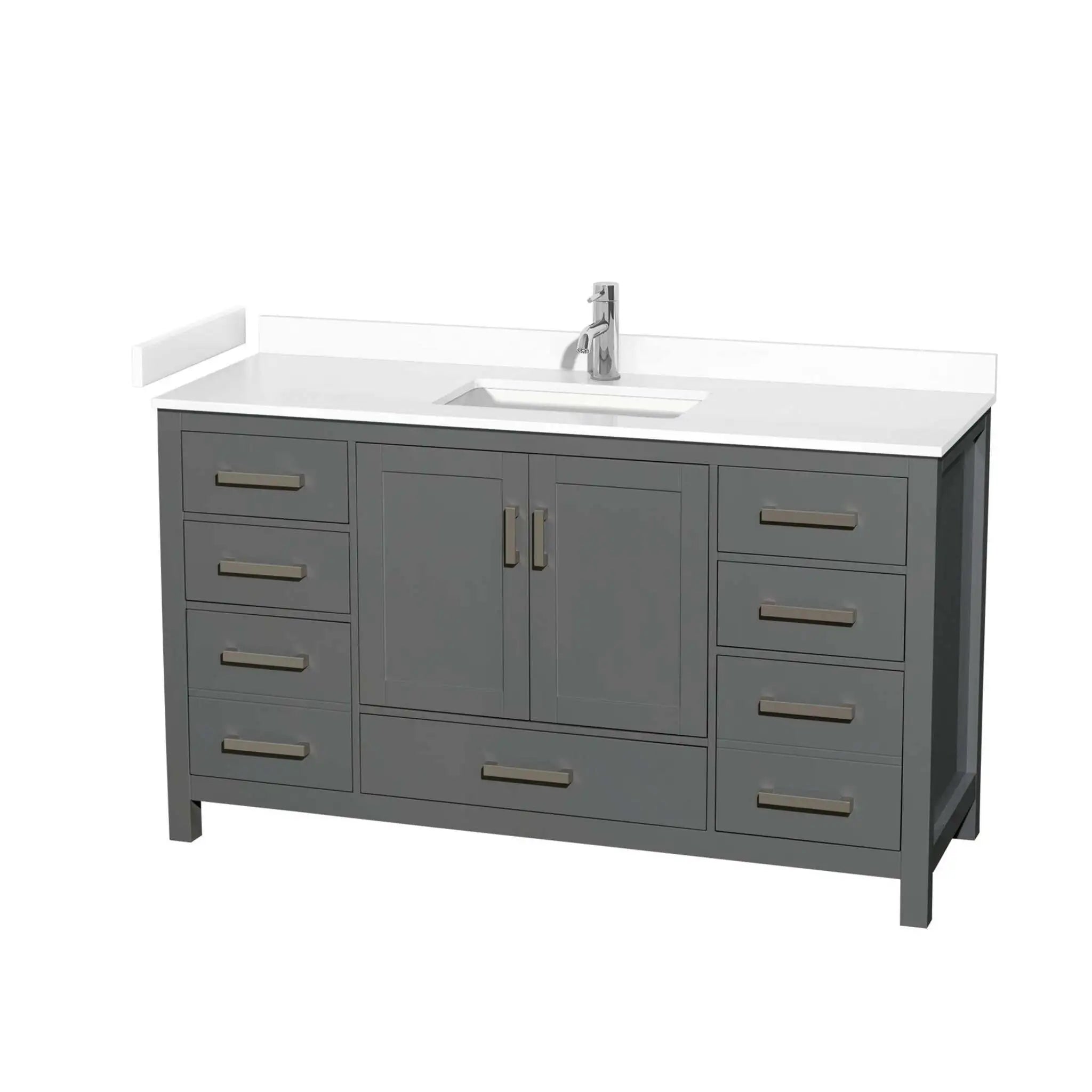 60" Sheffield Single Bathroom Vanity in Dark Gray with Brushed Chrome Trim by Wyndham