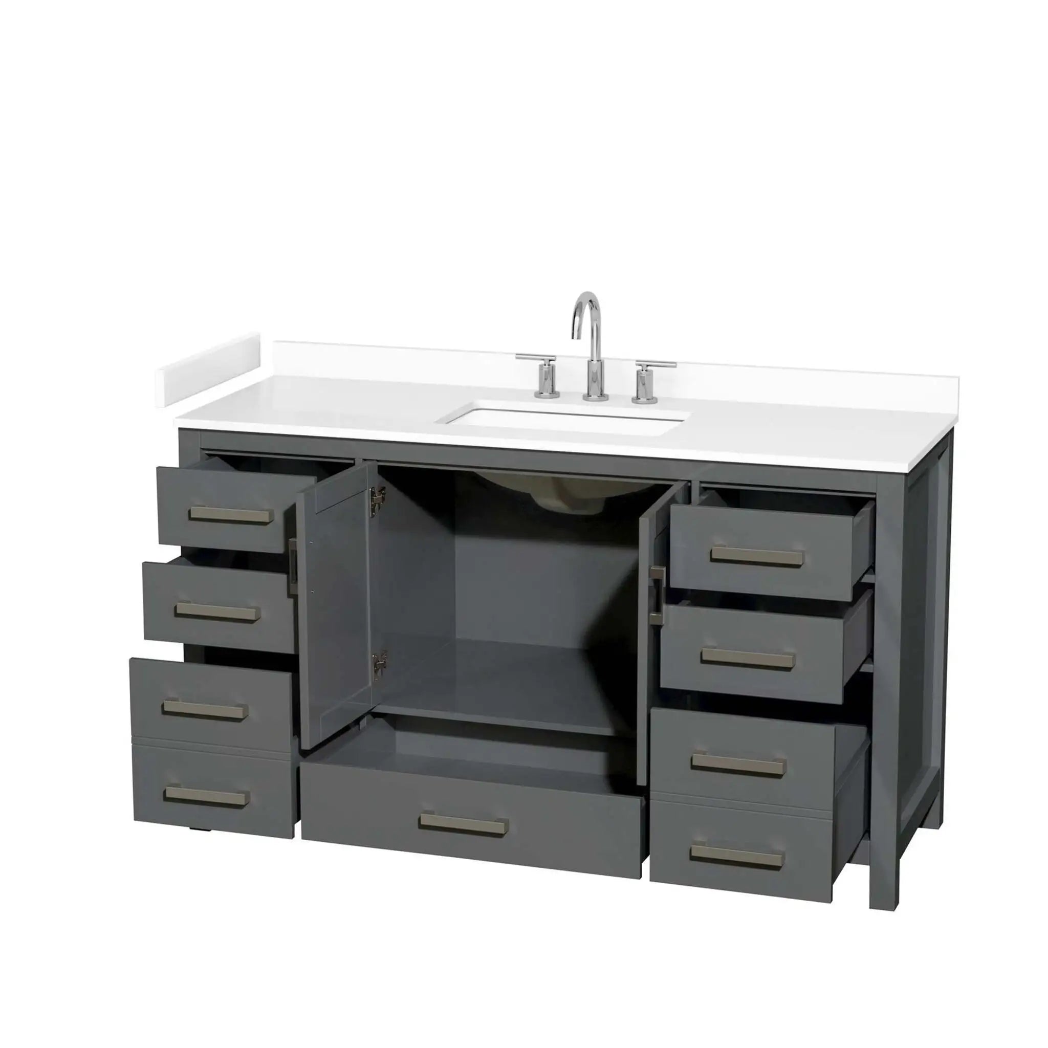 60" Sheffield Single Bathroom Vanity in Dark Gray with Brushed Chrome Trim by Wyndham