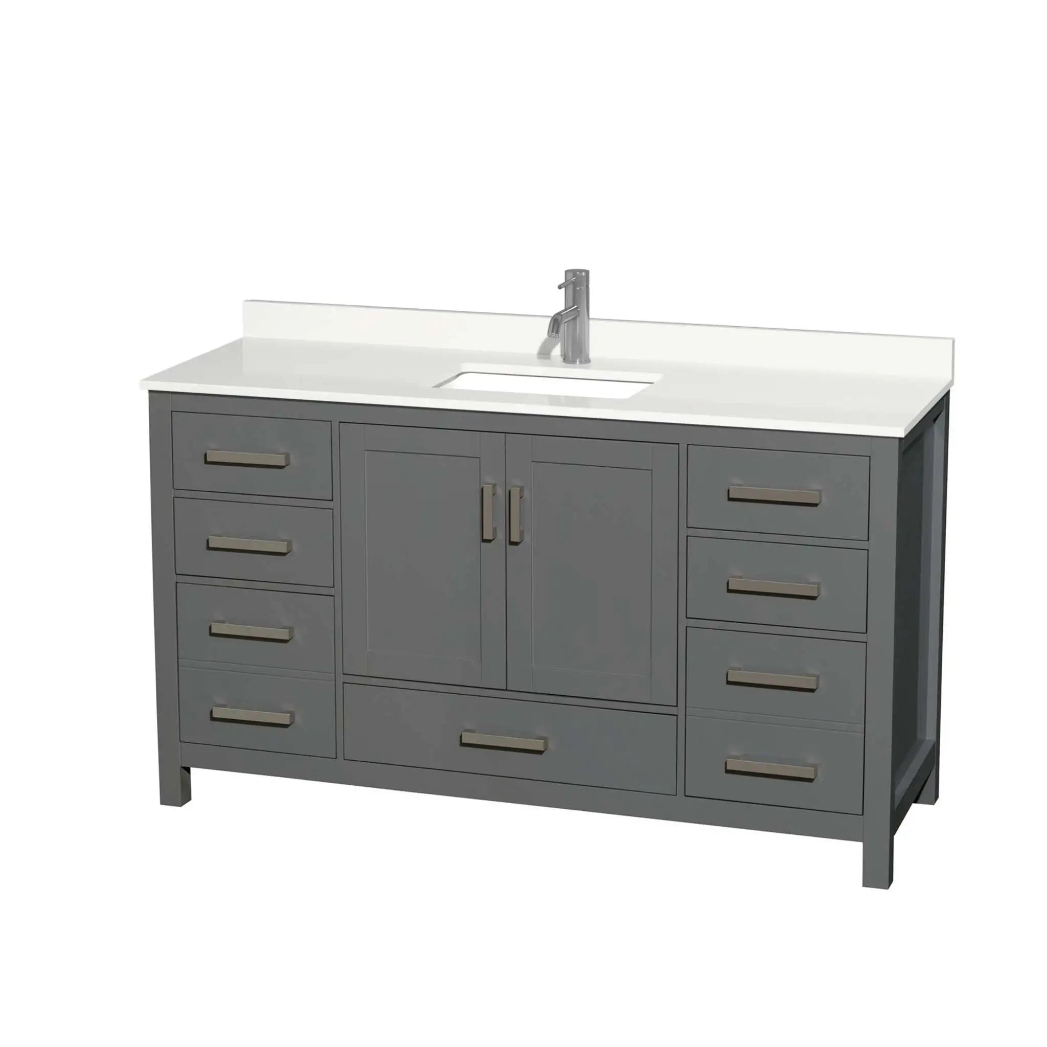 60" Sheffield Single Bathroom Vanity in Dark Gray with Brushed Chrome Trim by Wyndham