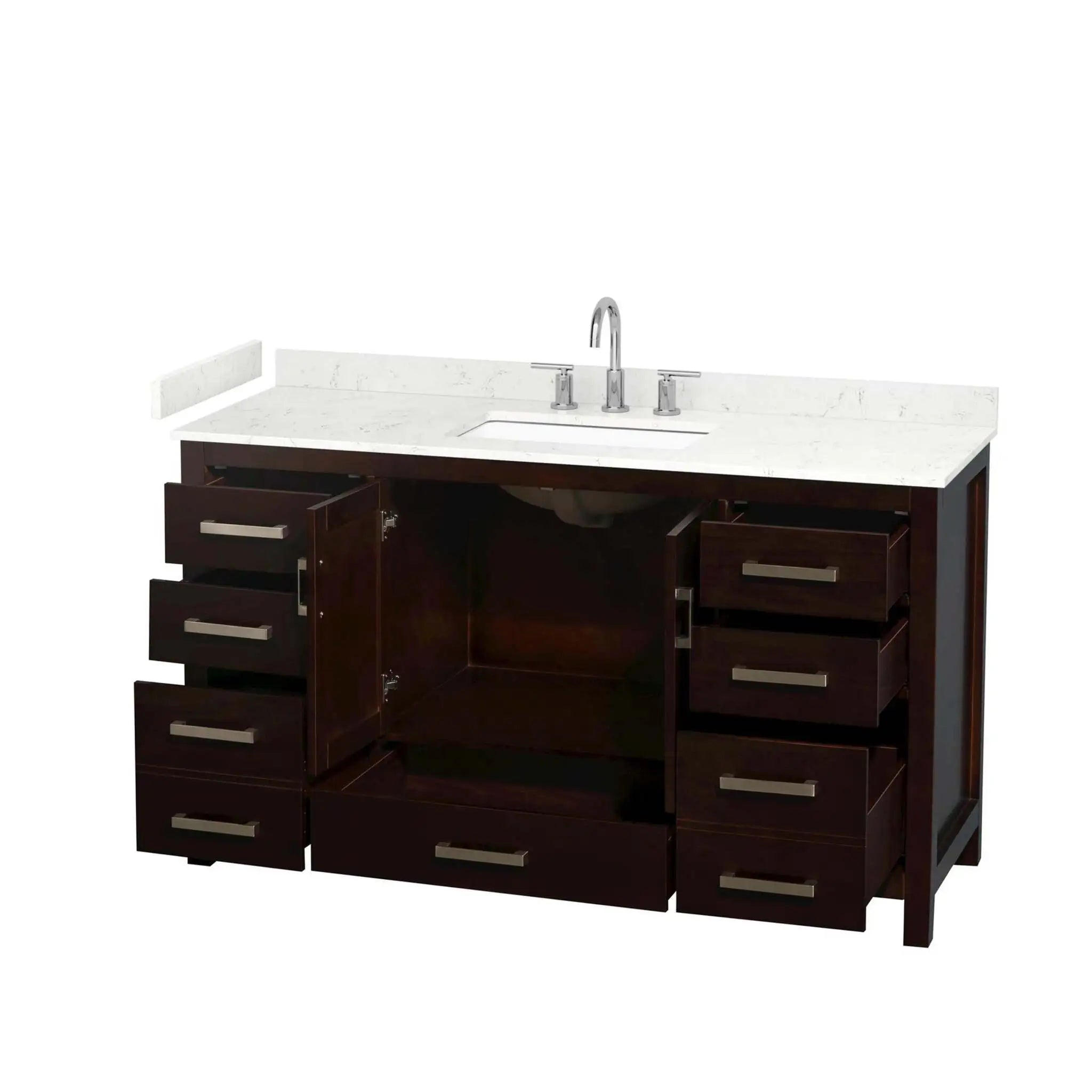 60" Sheffield Single Bathroom Vanity in Espresso with Brushed Chrome Trim by Wyndham