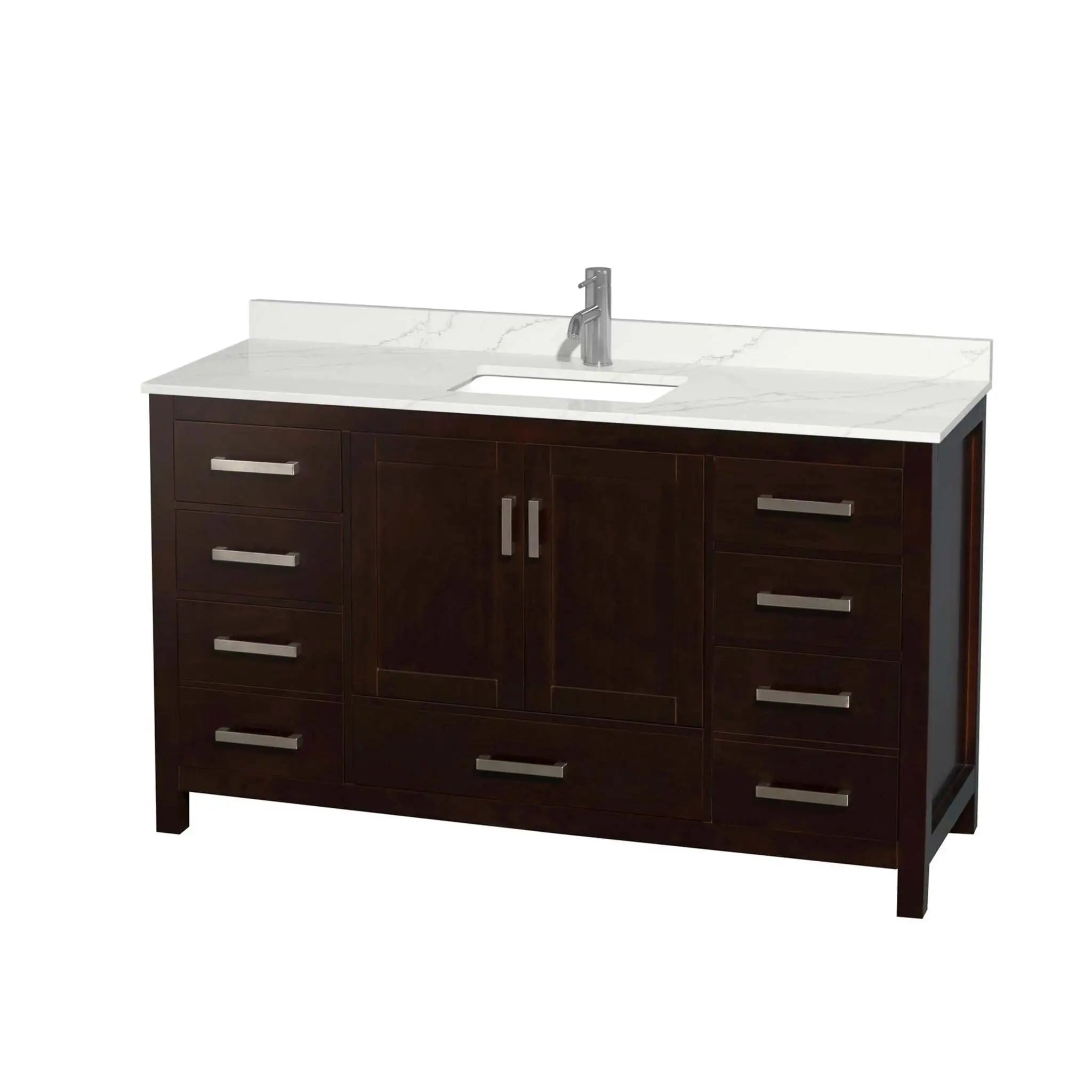 60" Sheffield Single Bathroom Vanity in Espresso with Brushed Chrome Trim by Wyndham