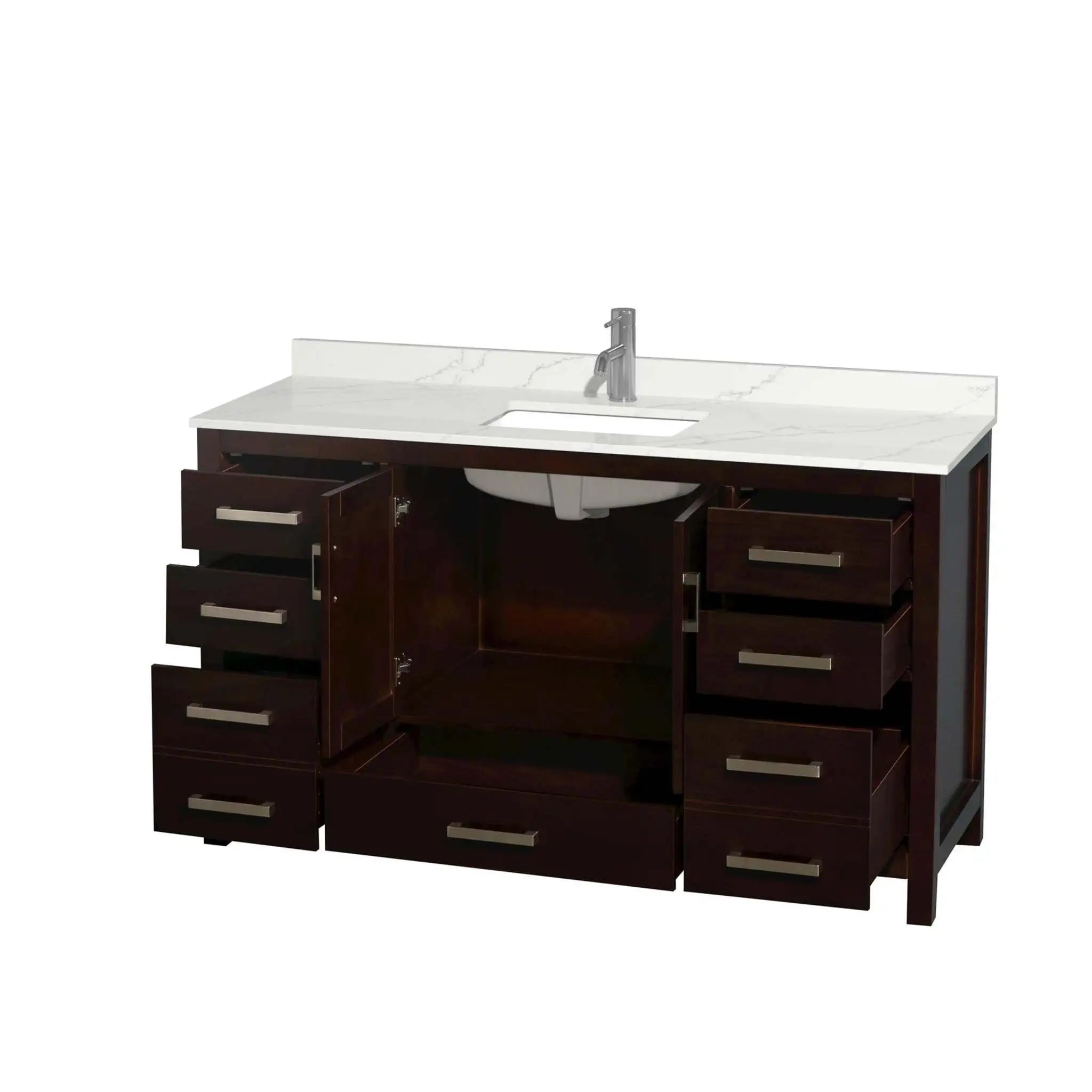 60" Sheffield Single Bathroom Vanity in Espresso with Brushed Chrome Trim by Wyndham