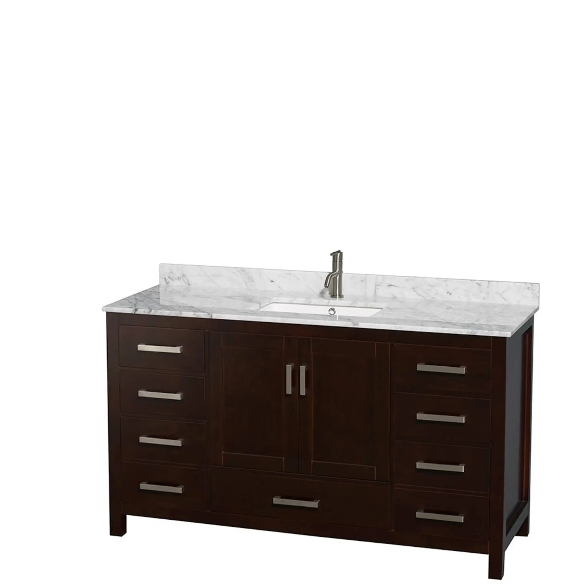 60" Sheffield Single Bathroom Vanity in Espresso with Brushed Chrome Trim & Medicine Cabinet by Wyndham