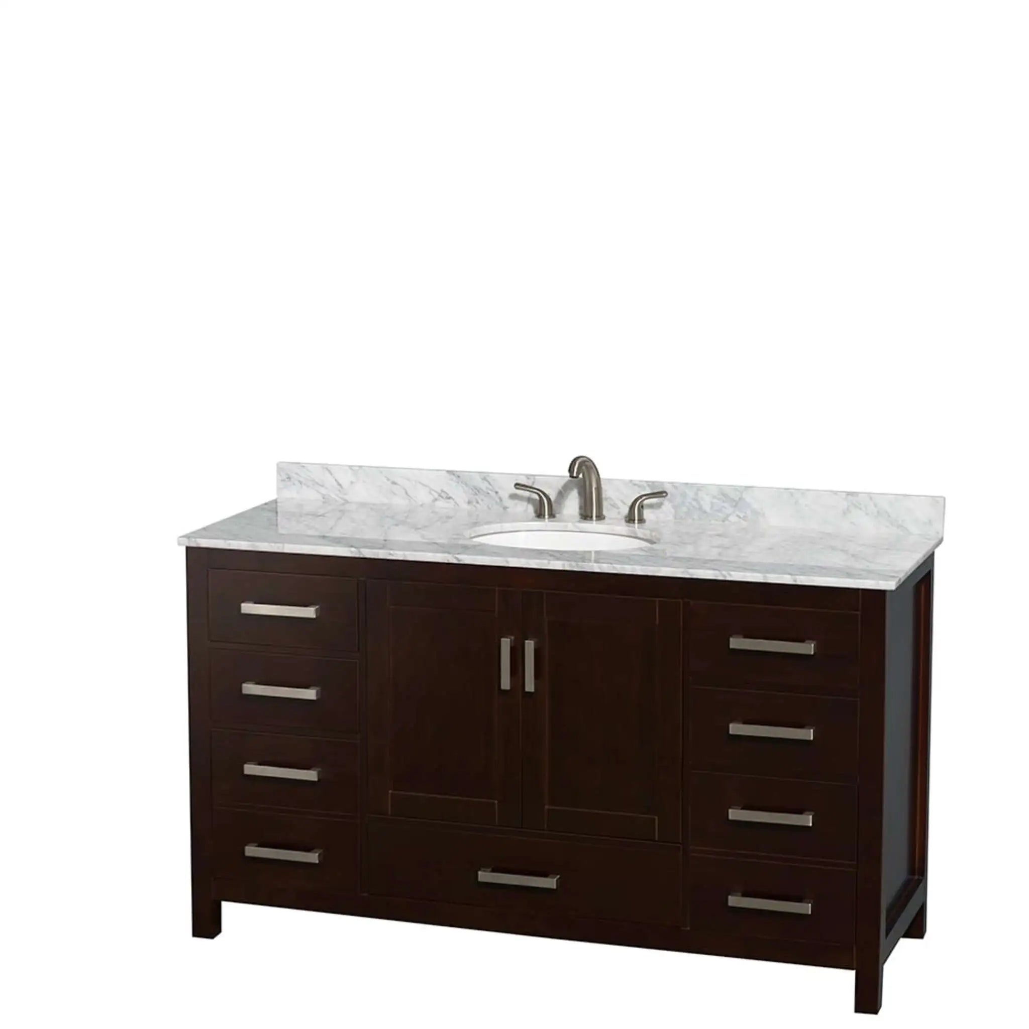 60" Sheffield Single Bathroom Vanity in Espresso with Brushed Chrome Trim & Medicine Cabinet by Wyndham