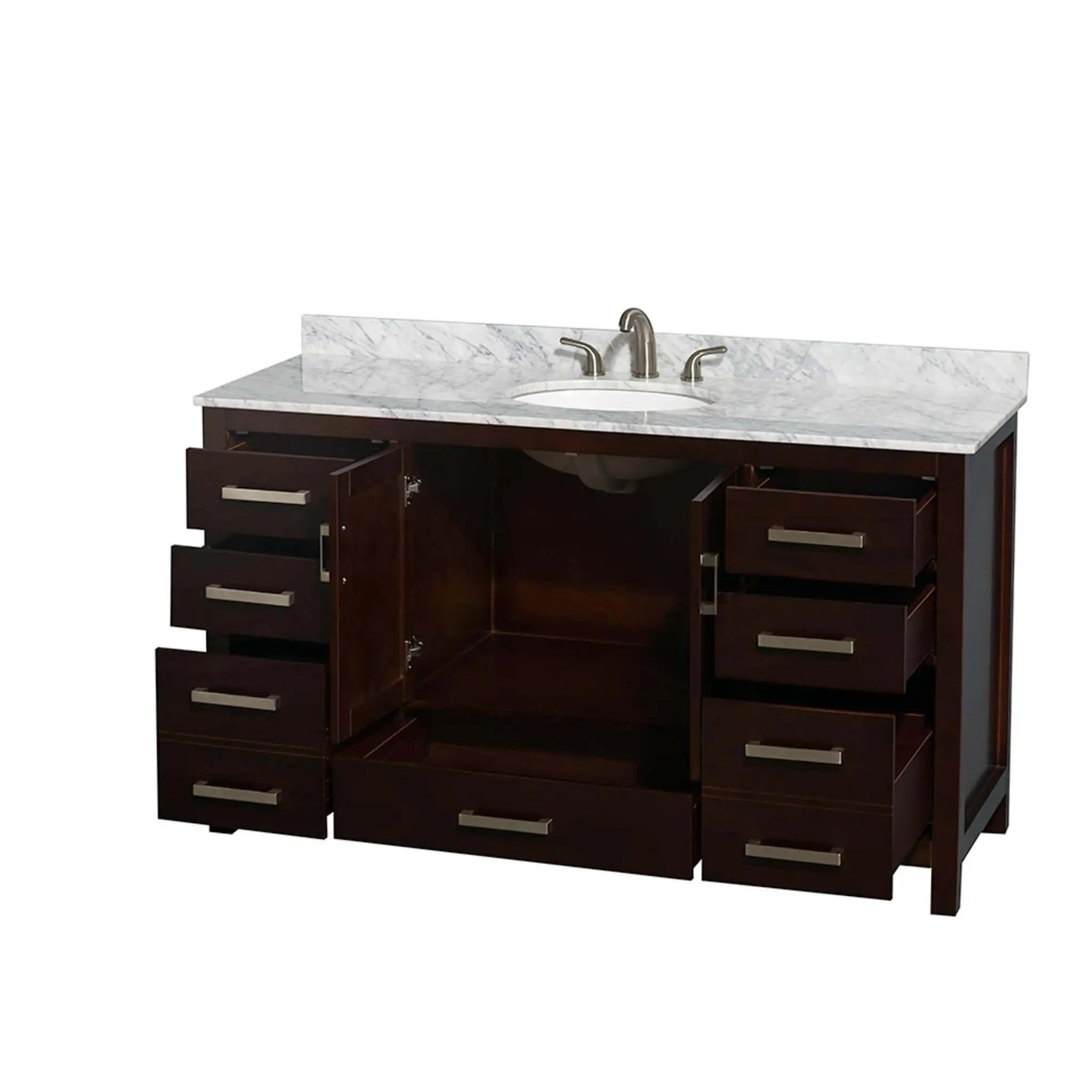 60" Sheffield Single Bathroom Vanity in Espresso with Brushed Chrome Trim by Wyndham