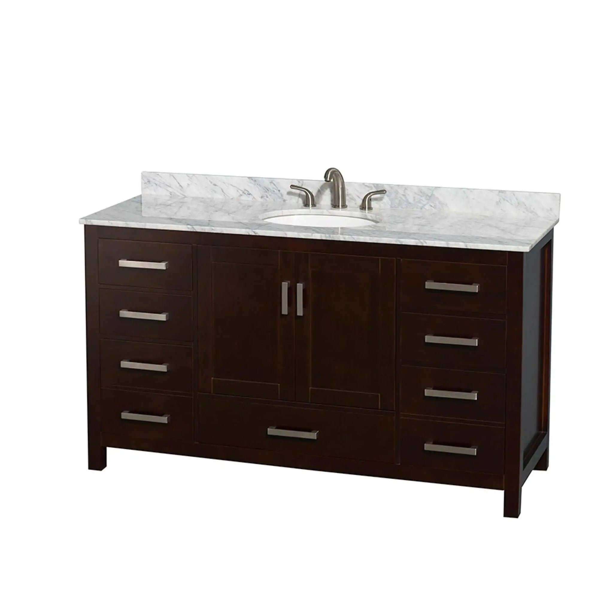 60" Sheffield Single Bathroom Vanity in Espresso with Brushed Chrome Trim by Wyndham