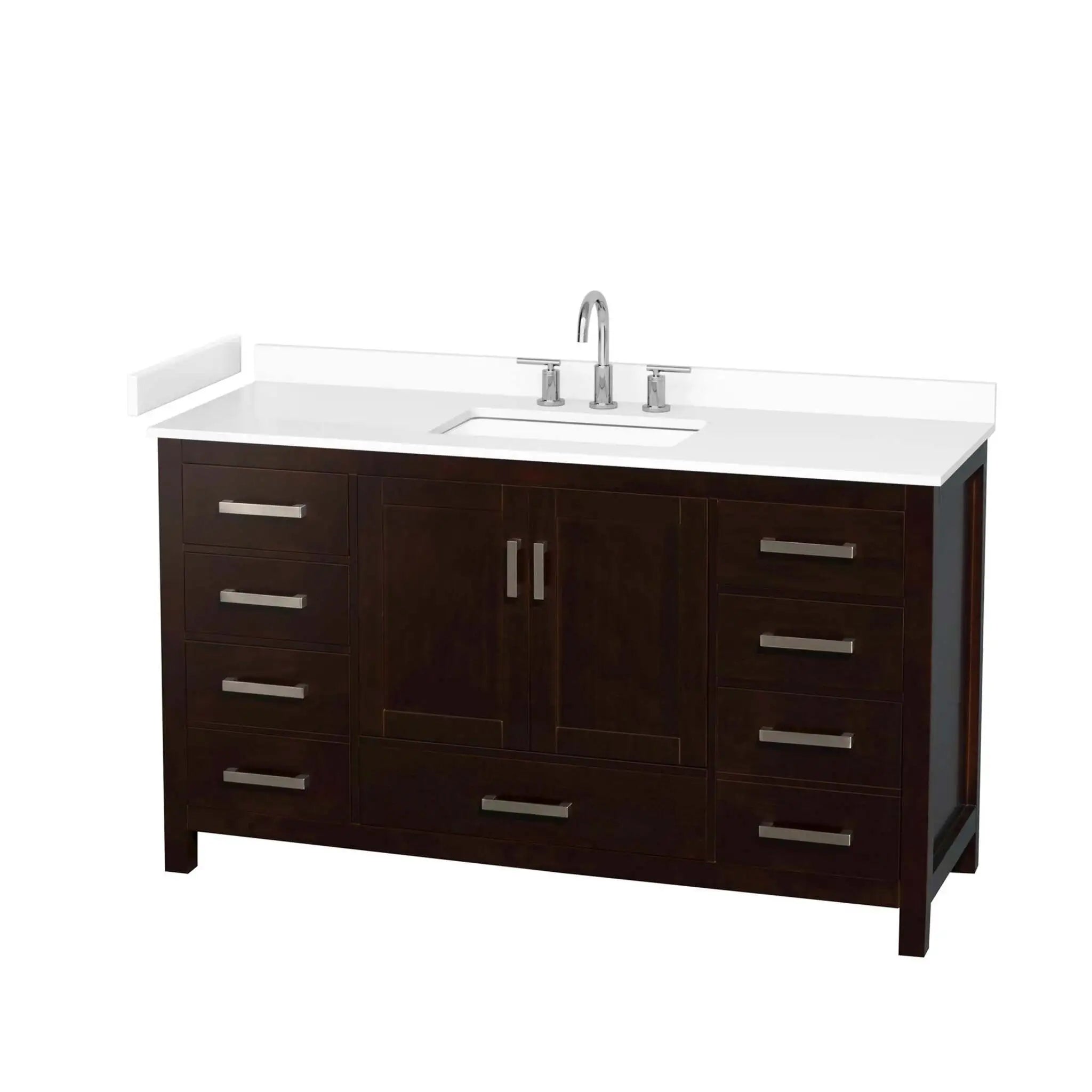 60" Sheffield Single Bathroom Vanity in Espresso with Brushed Chrome Trim by Wyndham