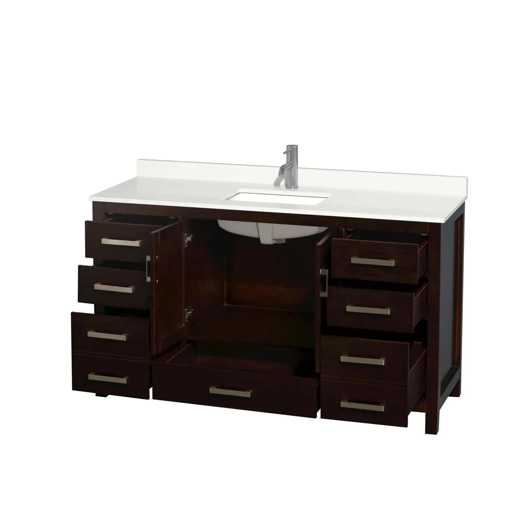 60" Sheffield Single Bathroom Vanity in Espresso with Brushed Chrome Trim by Wyndham