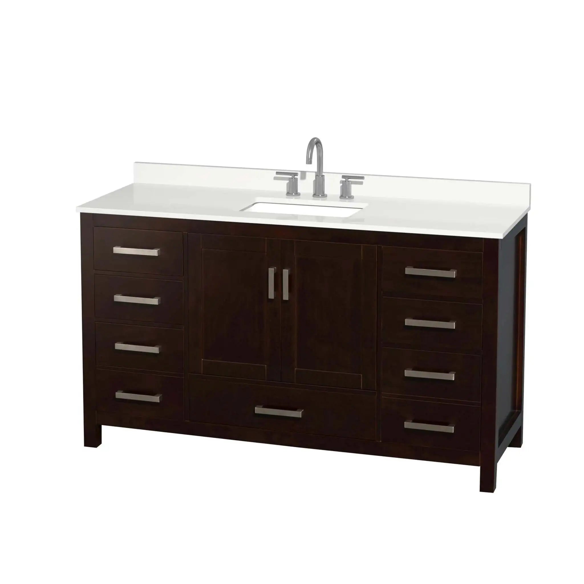 60" Sheffield Single Bathroom Vanity in Espresso with Brushed Chrome Trim by Wyndham