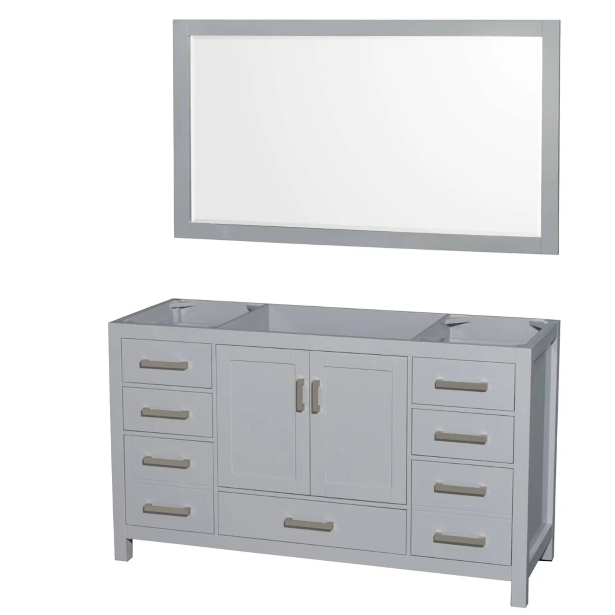 60" Sheffield Single Bathroom Vanity in Gray with Brushed Chrome Trim & 58" Mirror by Wyndham