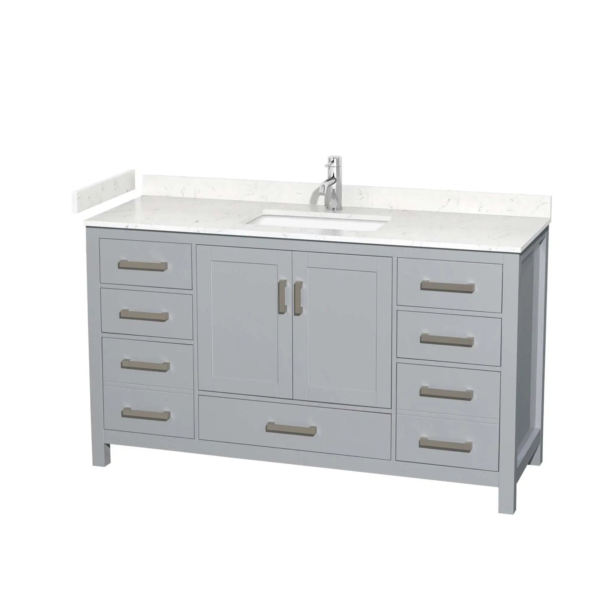 60" Sheffield Single Bathroom Vanity in Gray with Brushed Chrome Trim by Wyndham