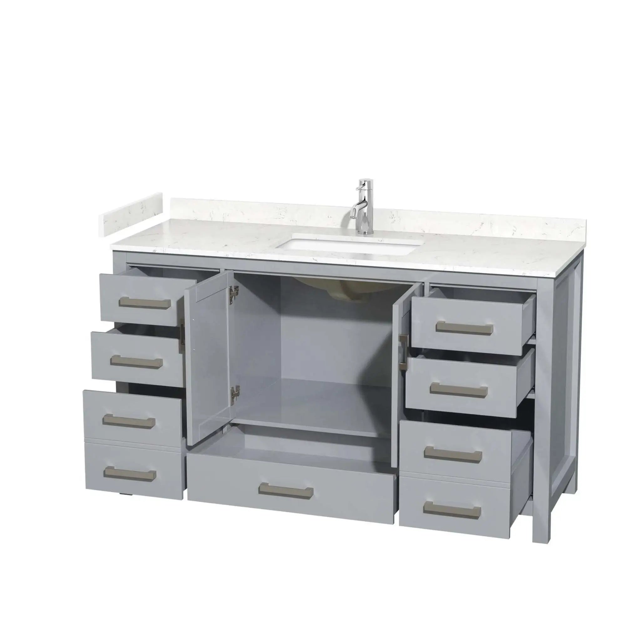 60" Sheffield Single Bathroom Vanity in Gray with Brushed Chrome Trim by Wyndham
