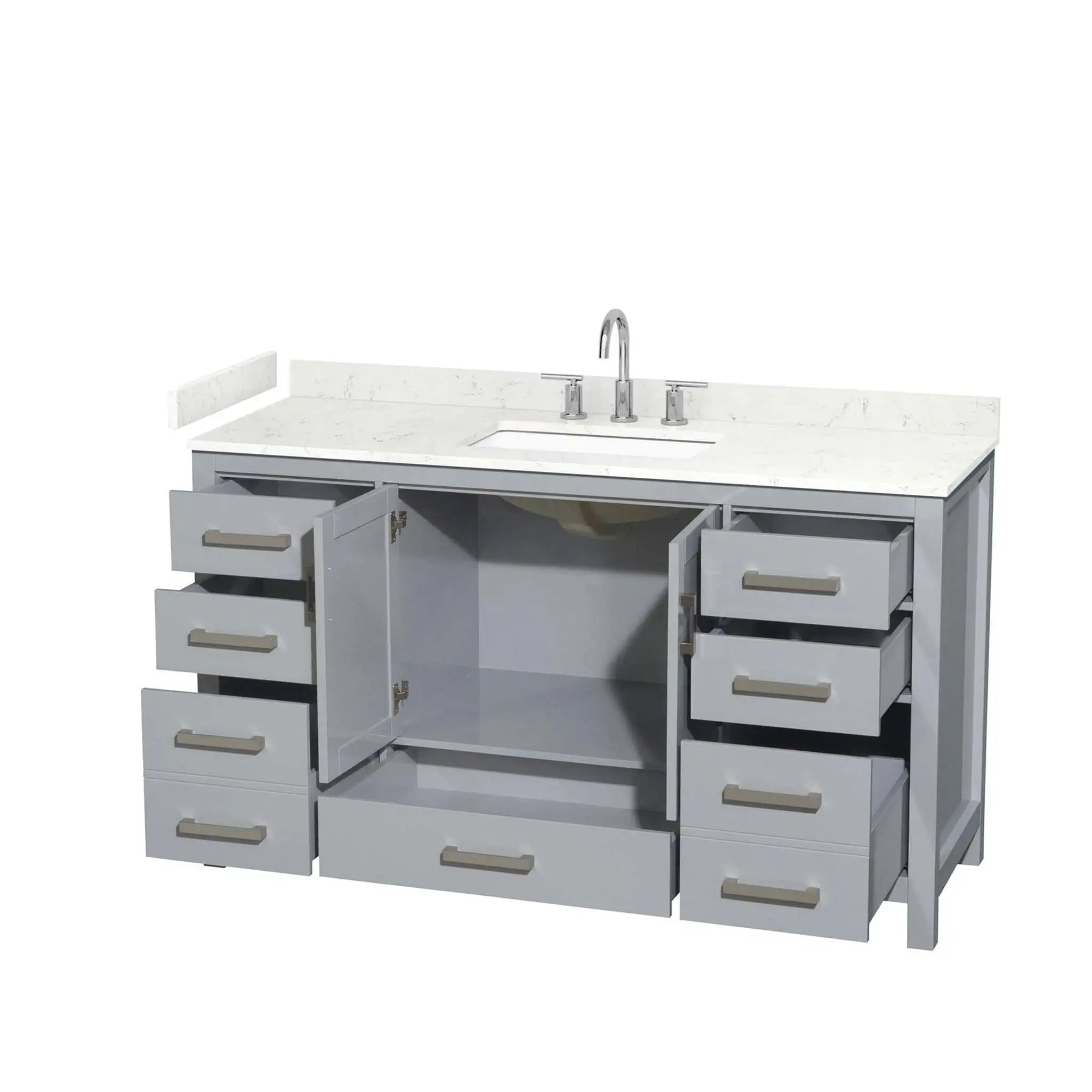 60" Sheffield Single Bathroom Vanity in Gray with Brushed Chrome Trim by Wyndham