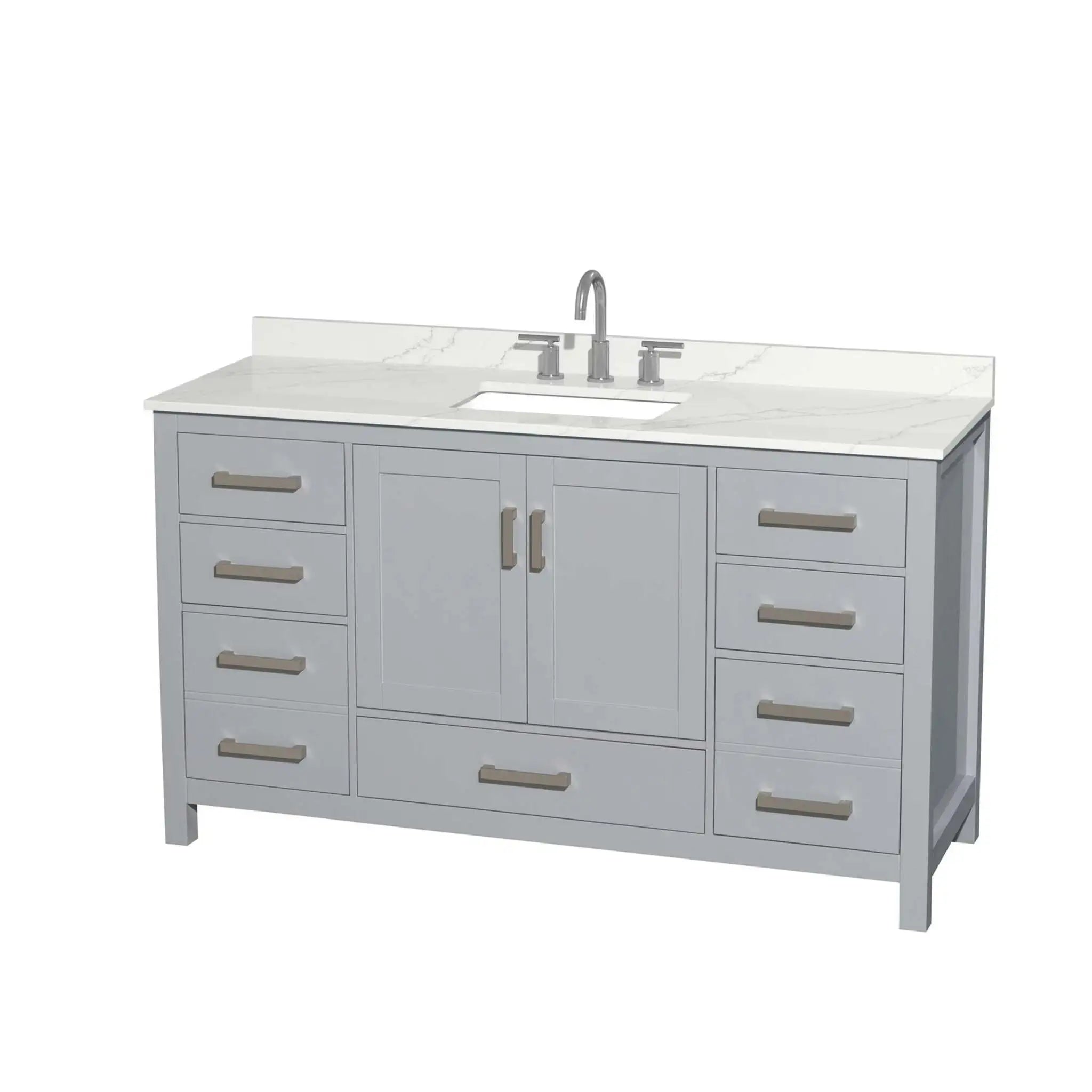 60" Sheffield Single Bathroom Vanity in Gray with Brushed Chrome Trim by Wyndham