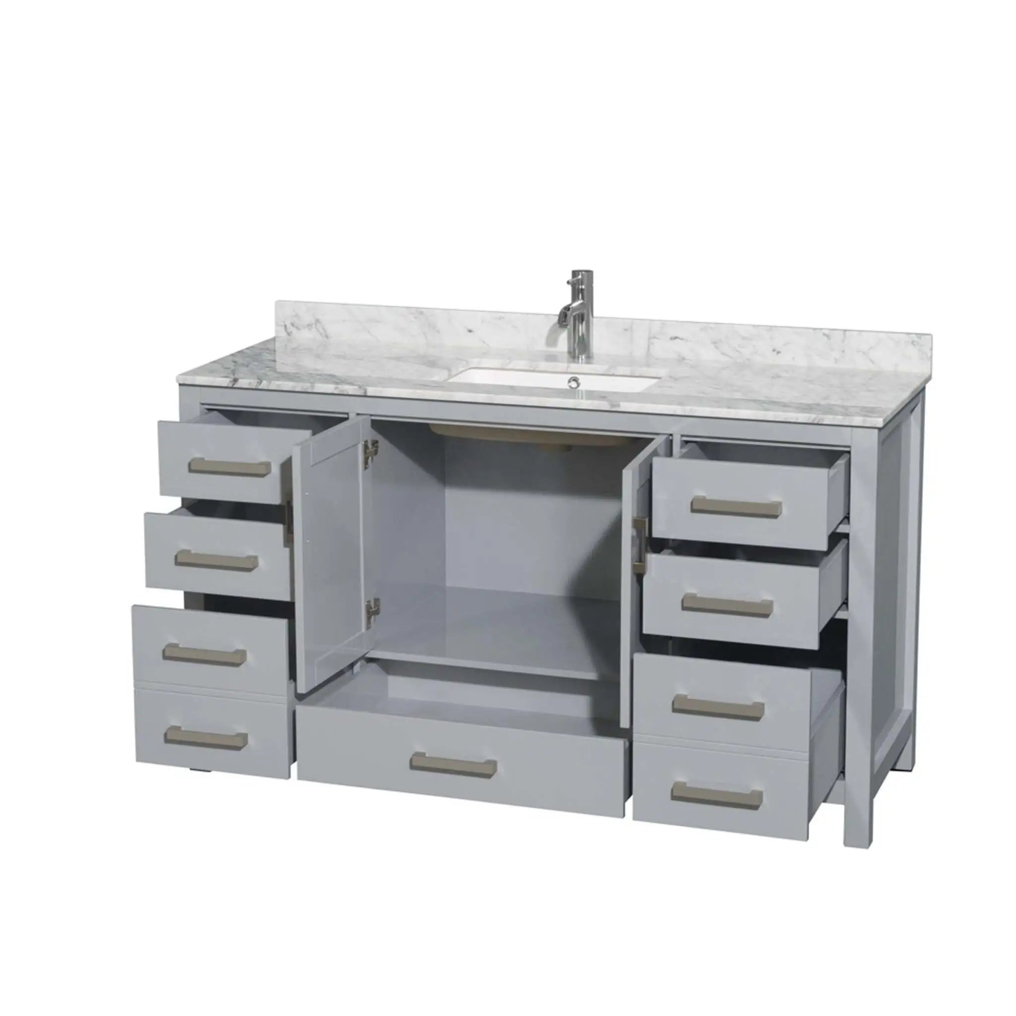 60" Sheffield Single Bathroom Vanity in Gray with Brushed Chrome Trim by Wyndham