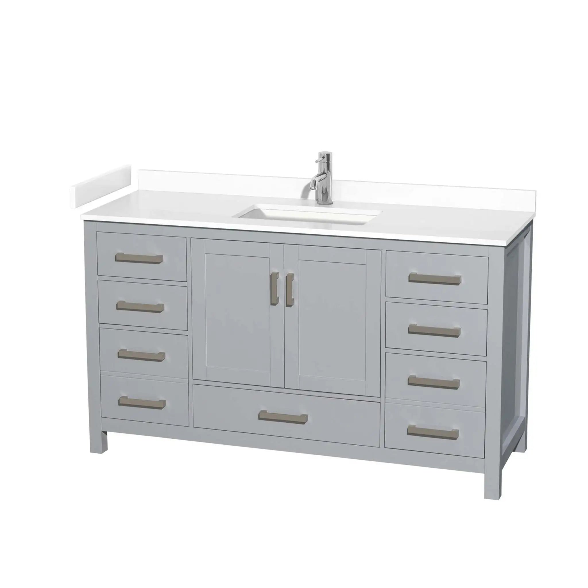 60" Sheffield Single Bathroom Vanity in Gray with Brushed Chrome Trim by Wyndham