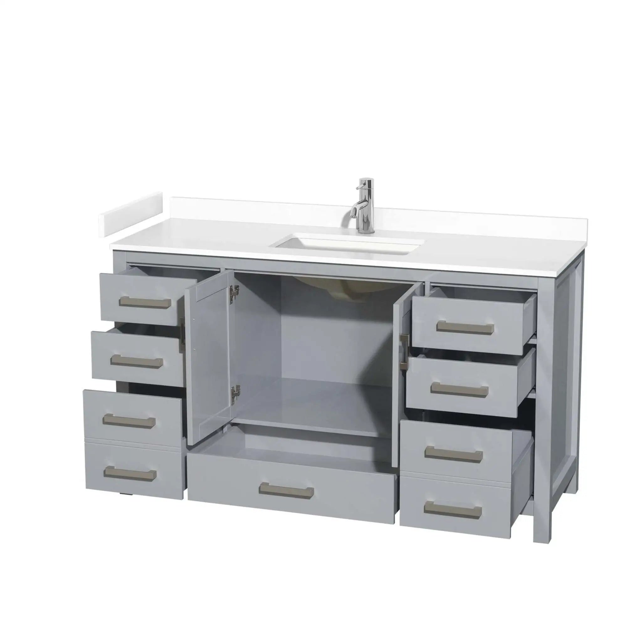 60" Sheffield Single Bathroom Vanity in Gray with Brushed Chrome Trim by Wyndham