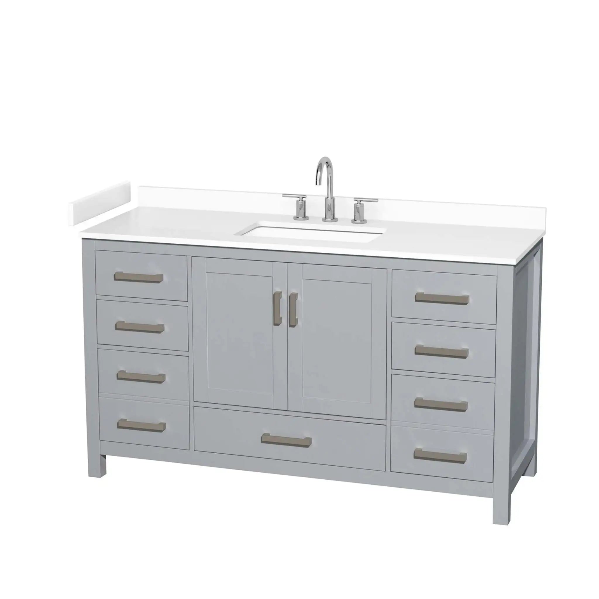 60" Sheffield Single Bathroom Vanity in Gray with Brushed Chrome Trim by Wyndham