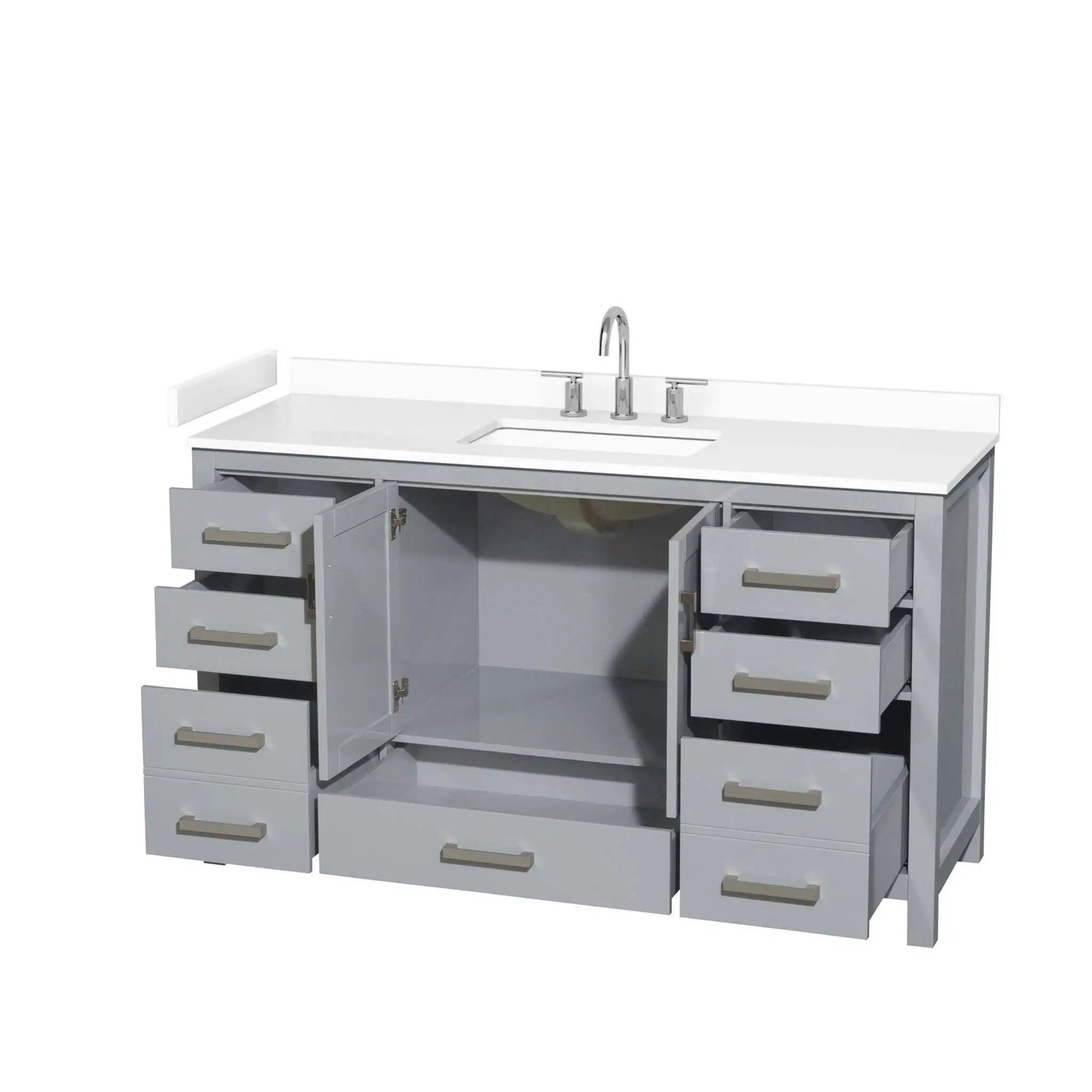 60" Sheffield Single Bathroom Vanity in Gray with Brushed Chrome Trim by Wyndham