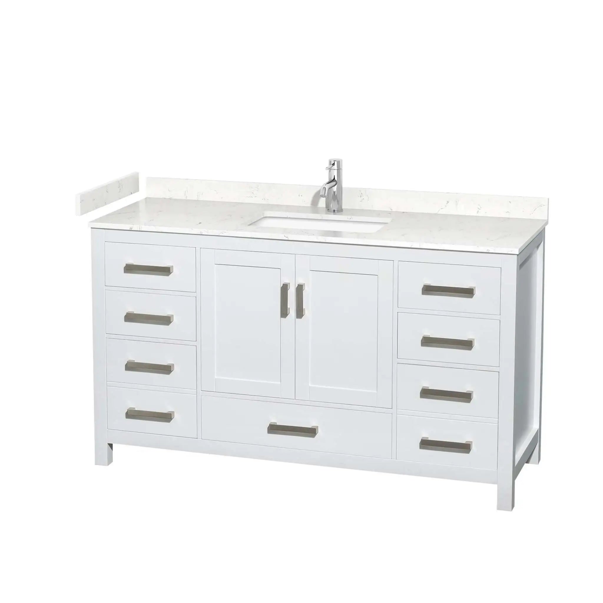 60" Sheffield Single Bathroom Vanity in White with Brushed Chrome Trim by Wyndham